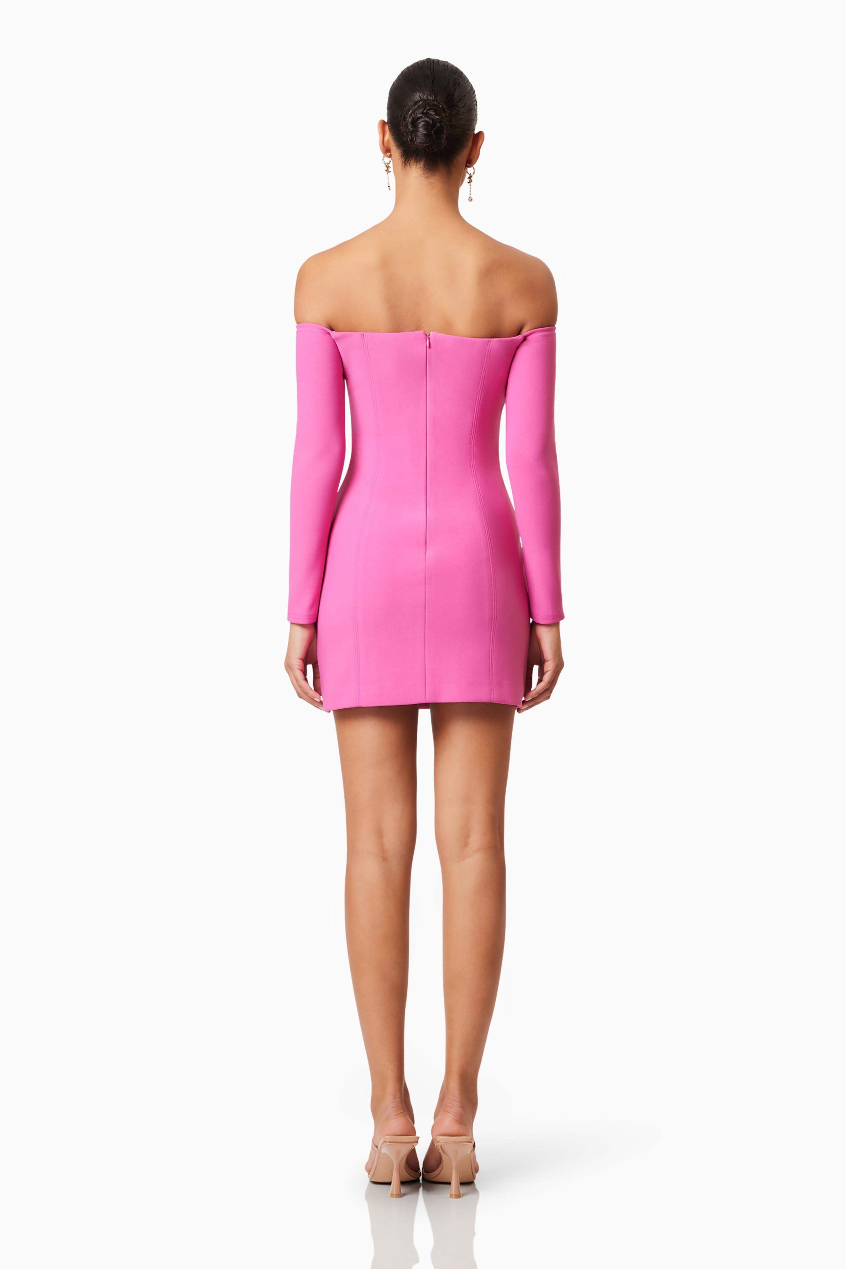 Janelle Long Sleeve Mini Dress In Pink
