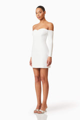 Janelle Long Sleeve Mini Dress In White