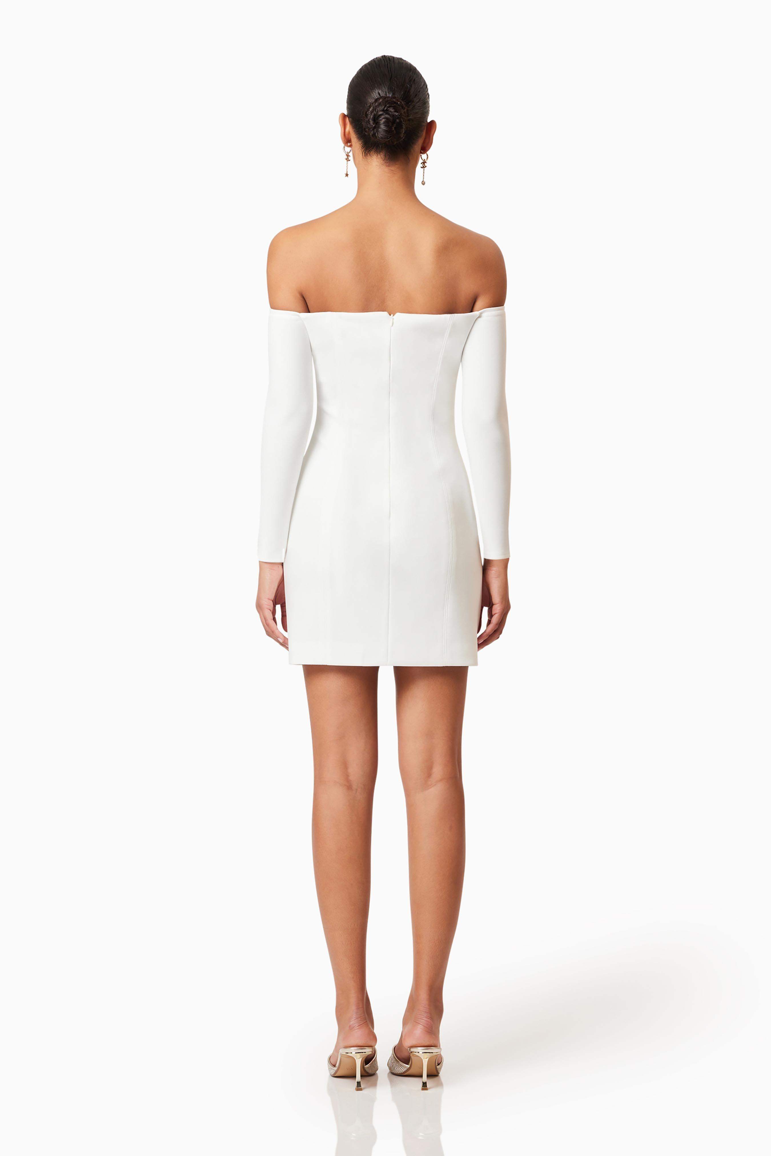 Janelle Long Sleeve Mini Dress In White