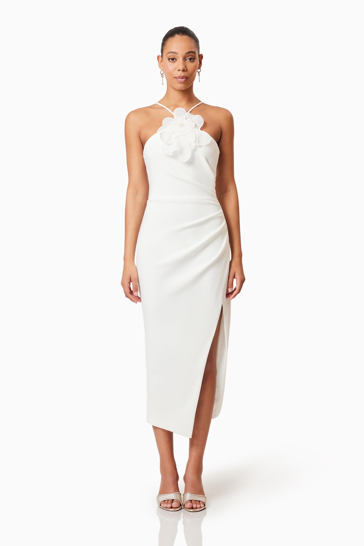 Janelle 3D Midi Dress In White