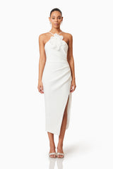 Janelle 3D Midi Dress In White