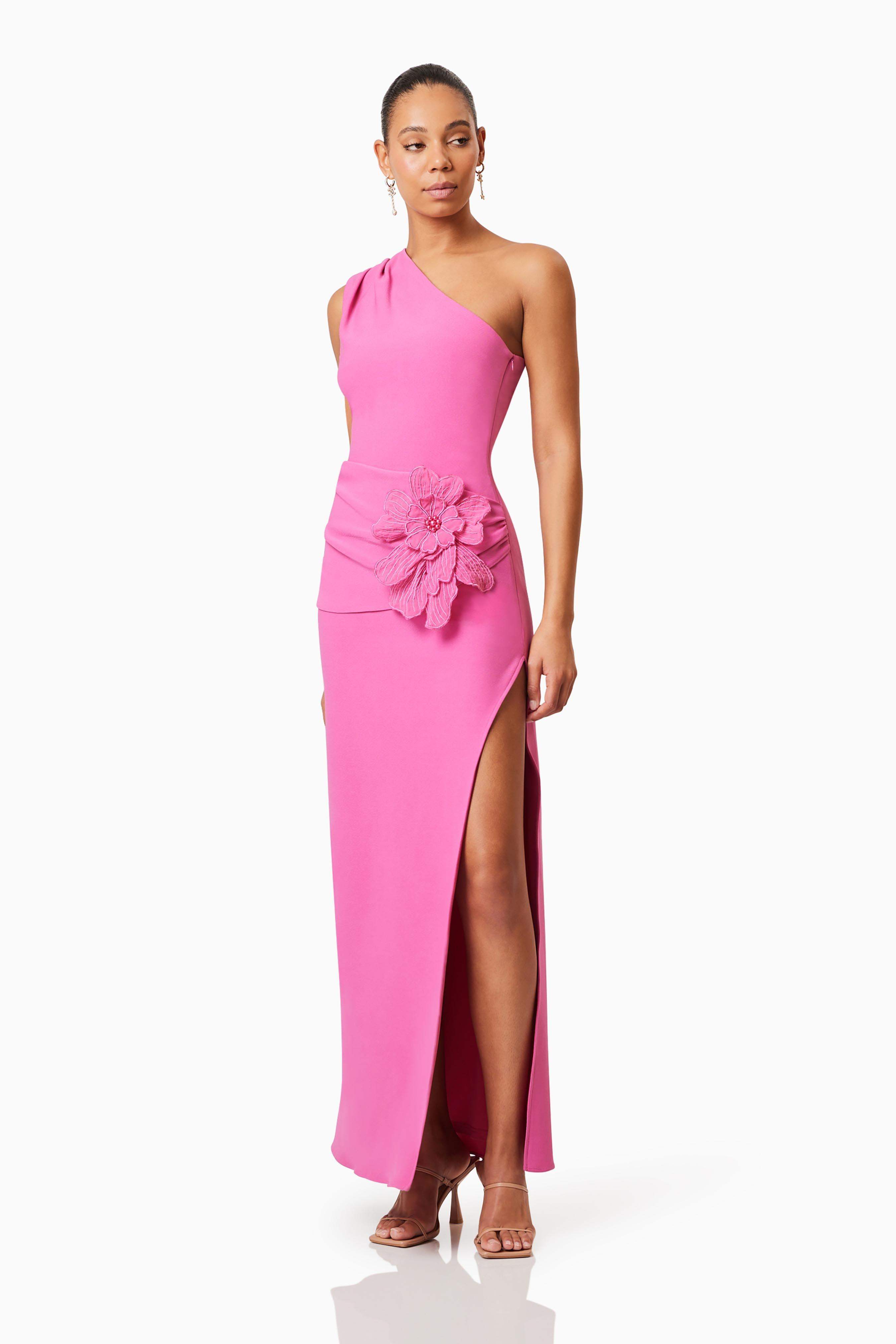 Janelle One Shoulder Gown In Pink