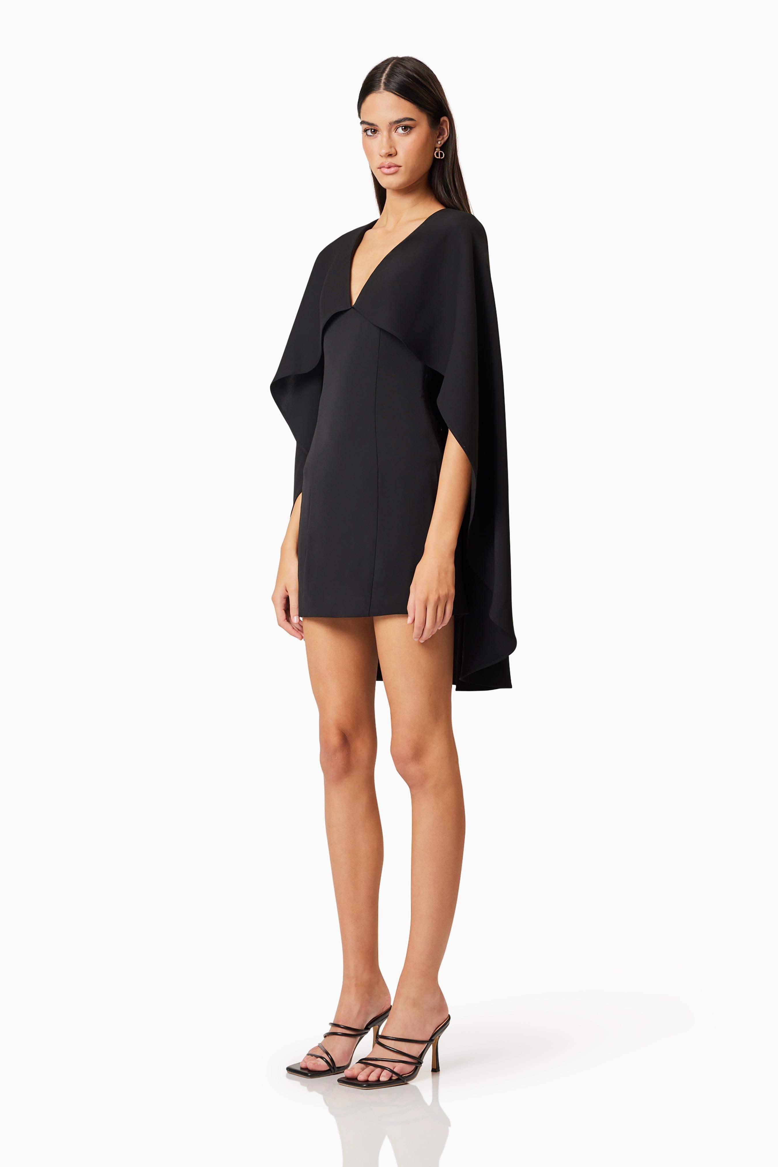 Lilydale Cape Mini Dress In Black