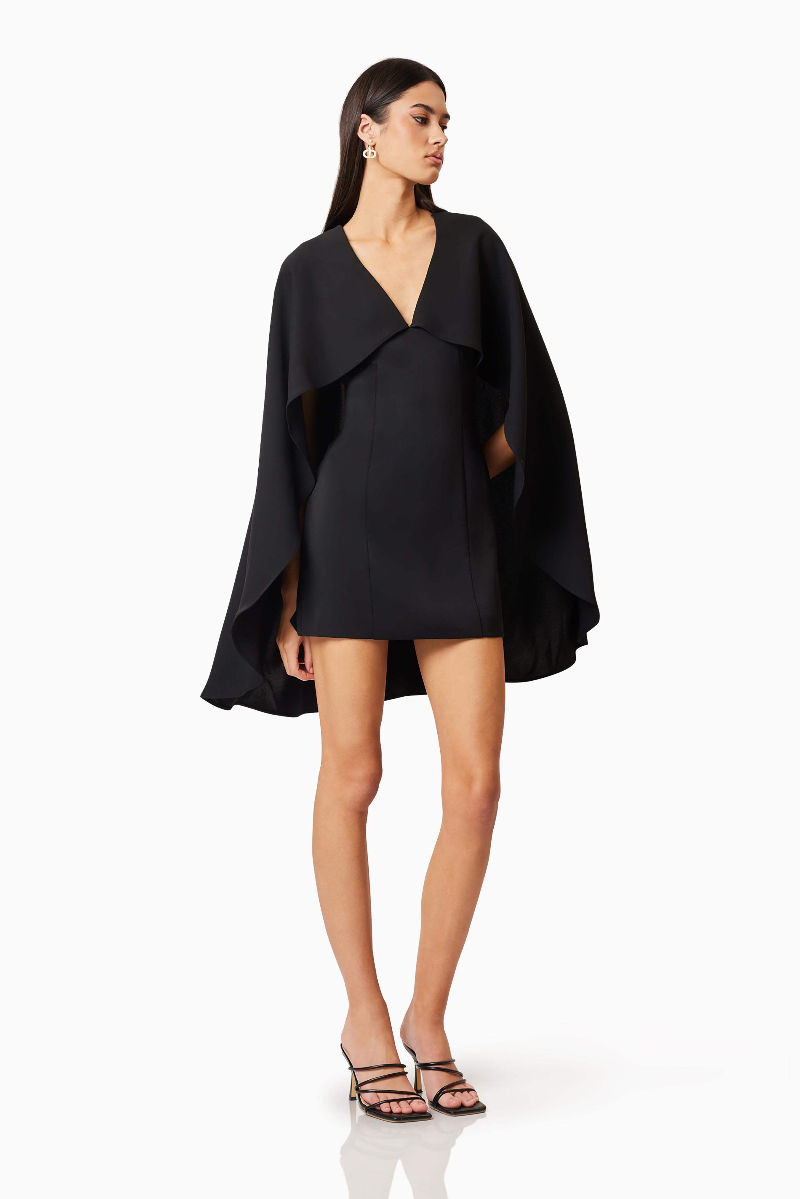 Lilydale Cape Mini Dress In Black