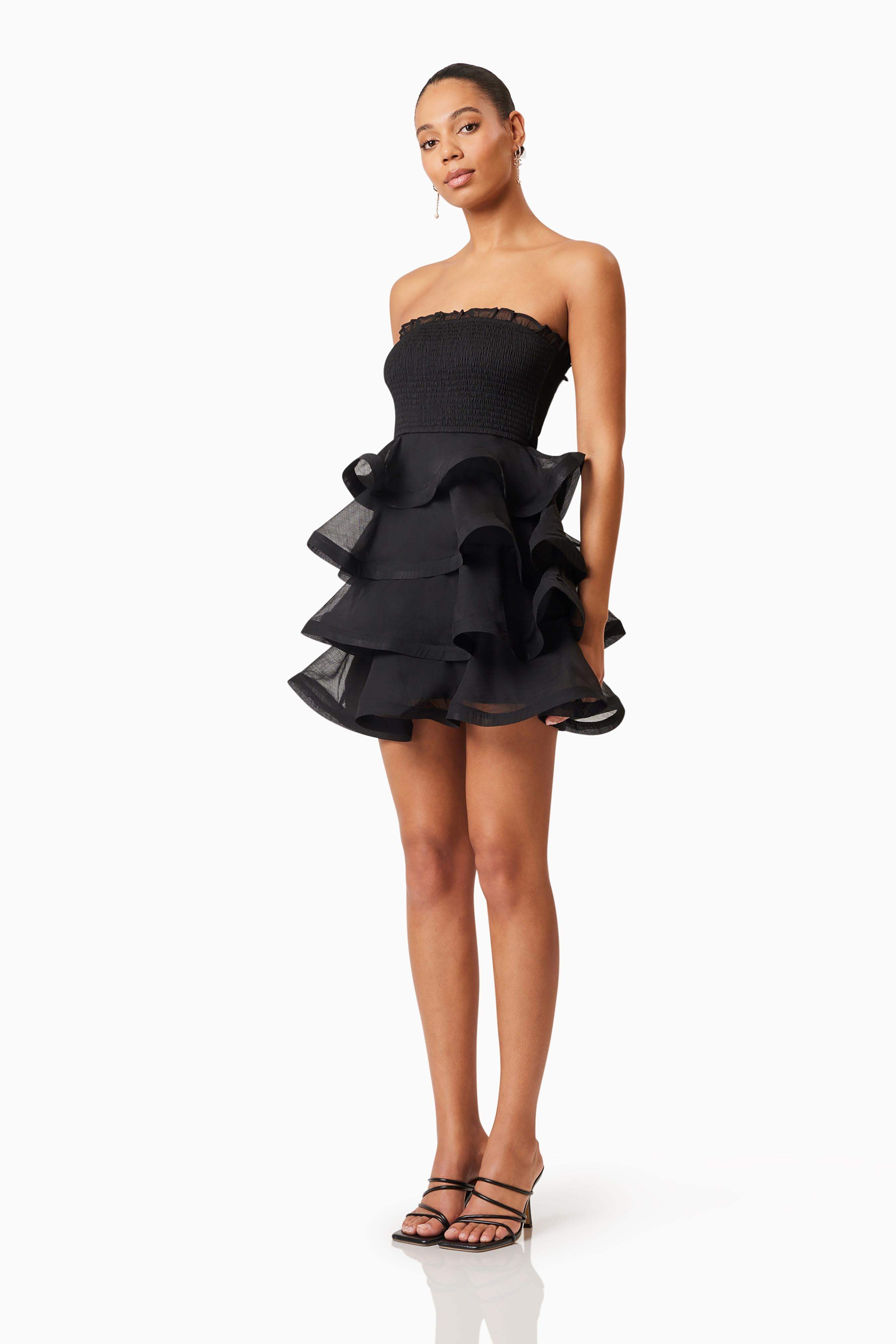 Louise Strapless Mini Dress In Black