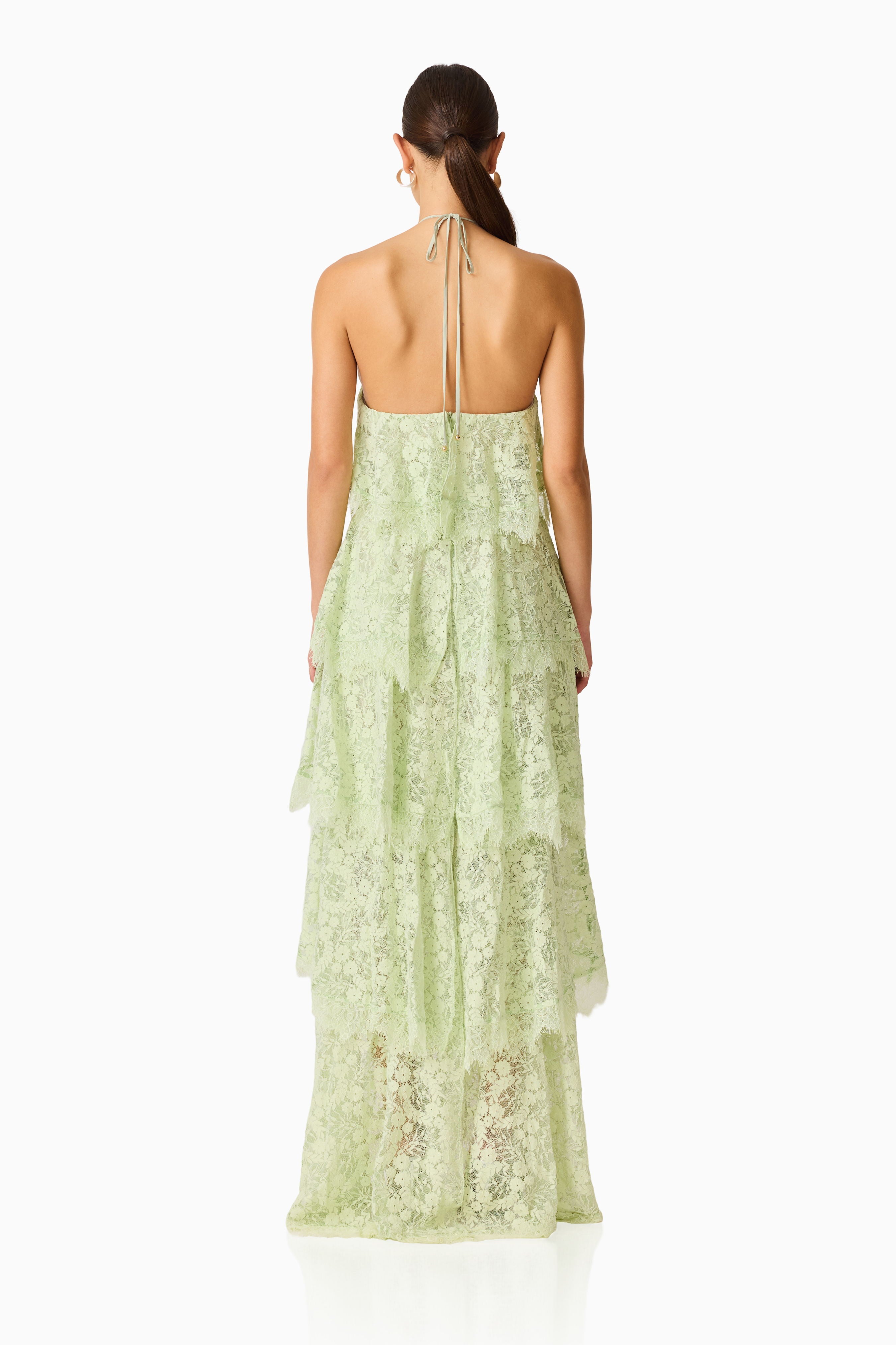 Evelin Lace Gown in Sage Green