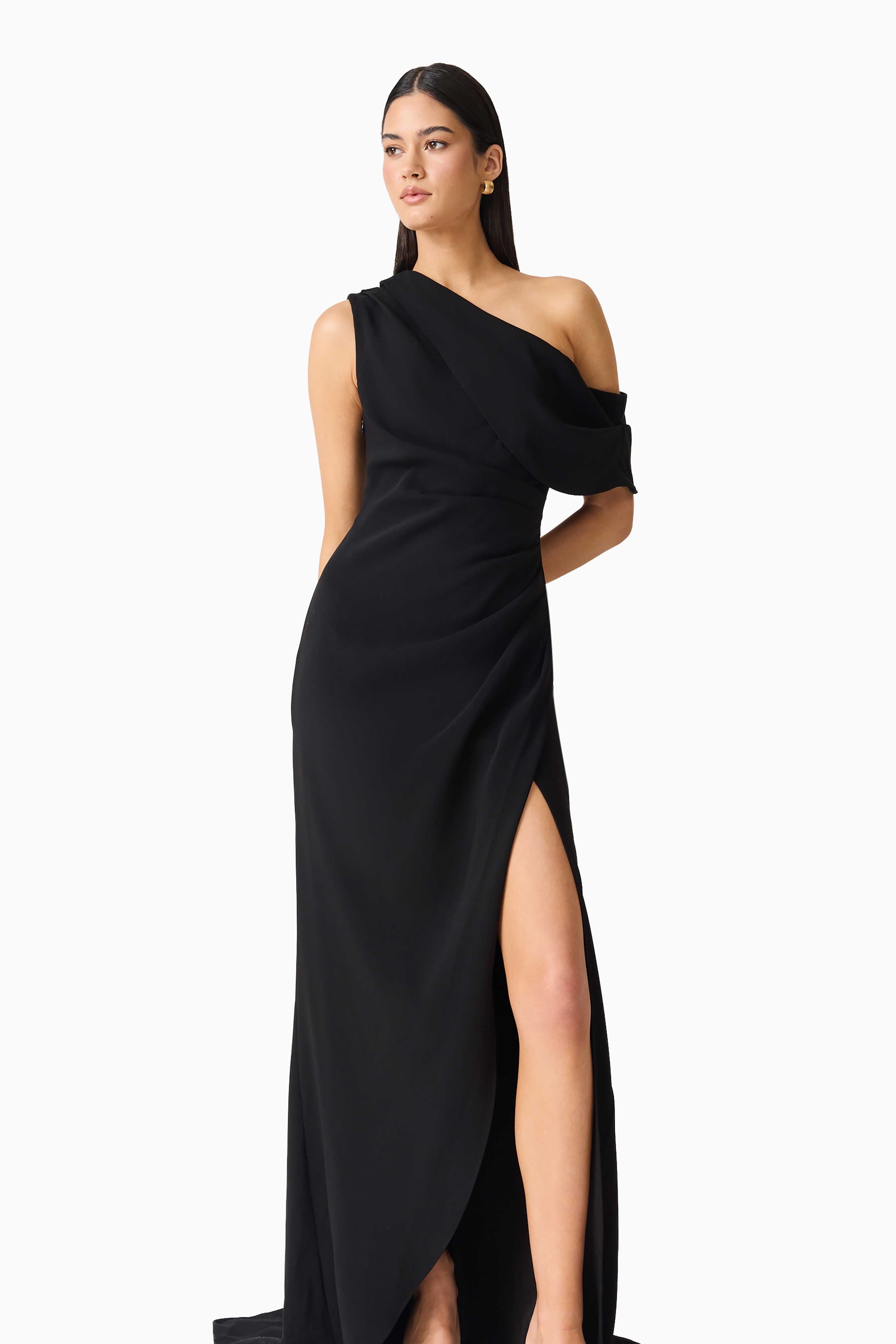 Isadora Off The Shoulder Maxi Gown in Black