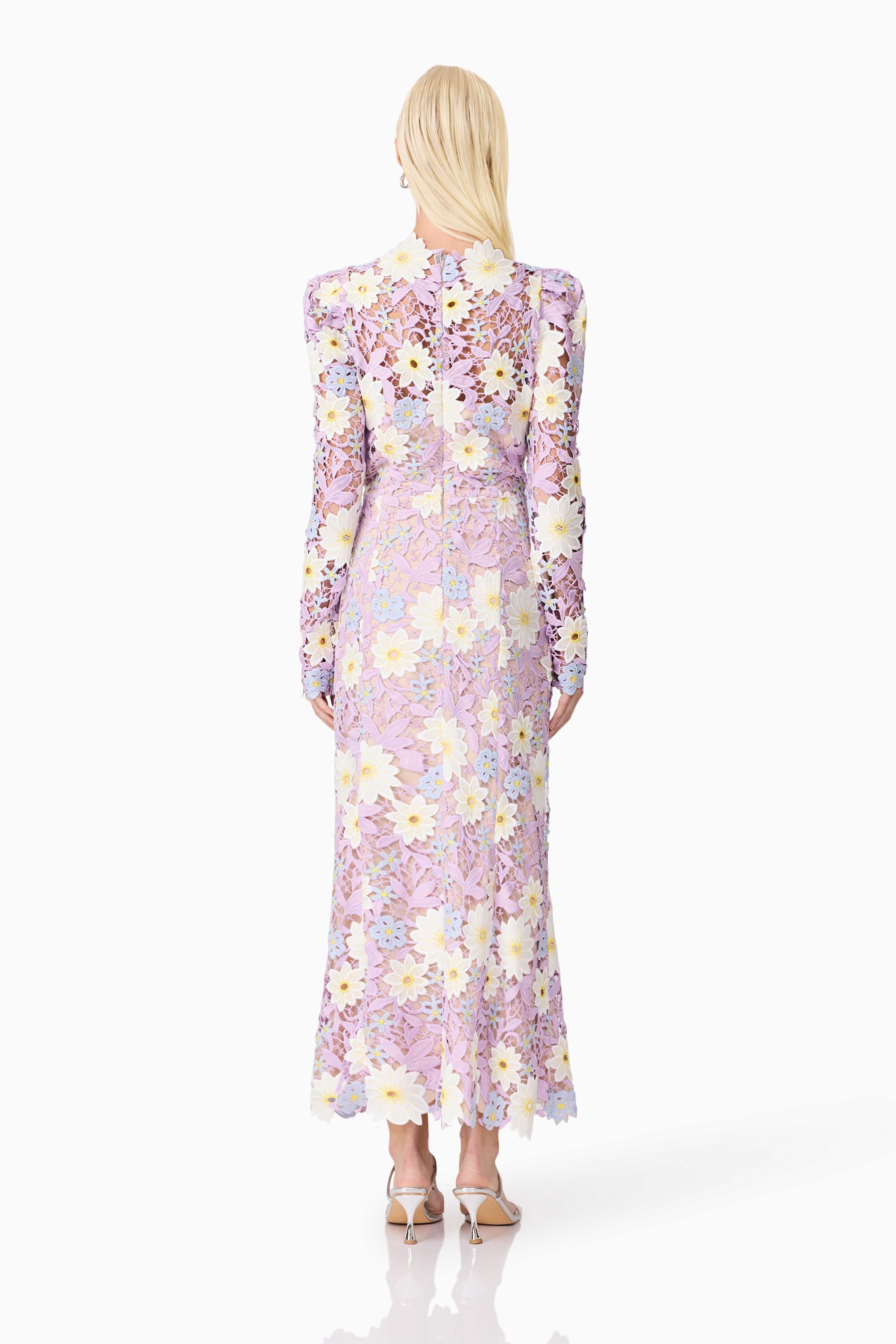 Sigrid Long Sleeve Midi Dress in Purple