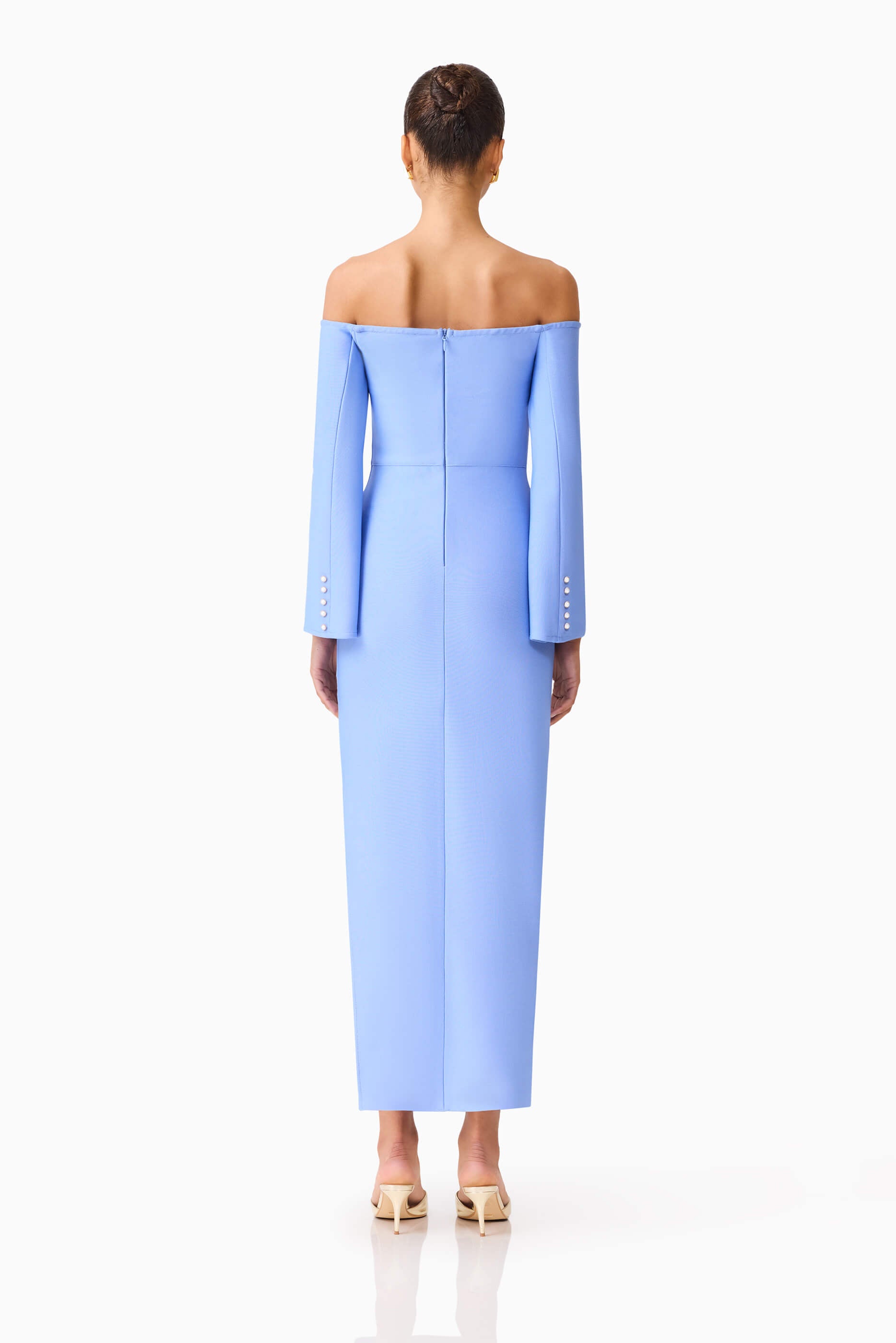 Sonya Long Sleeve Midi Dress in Blue