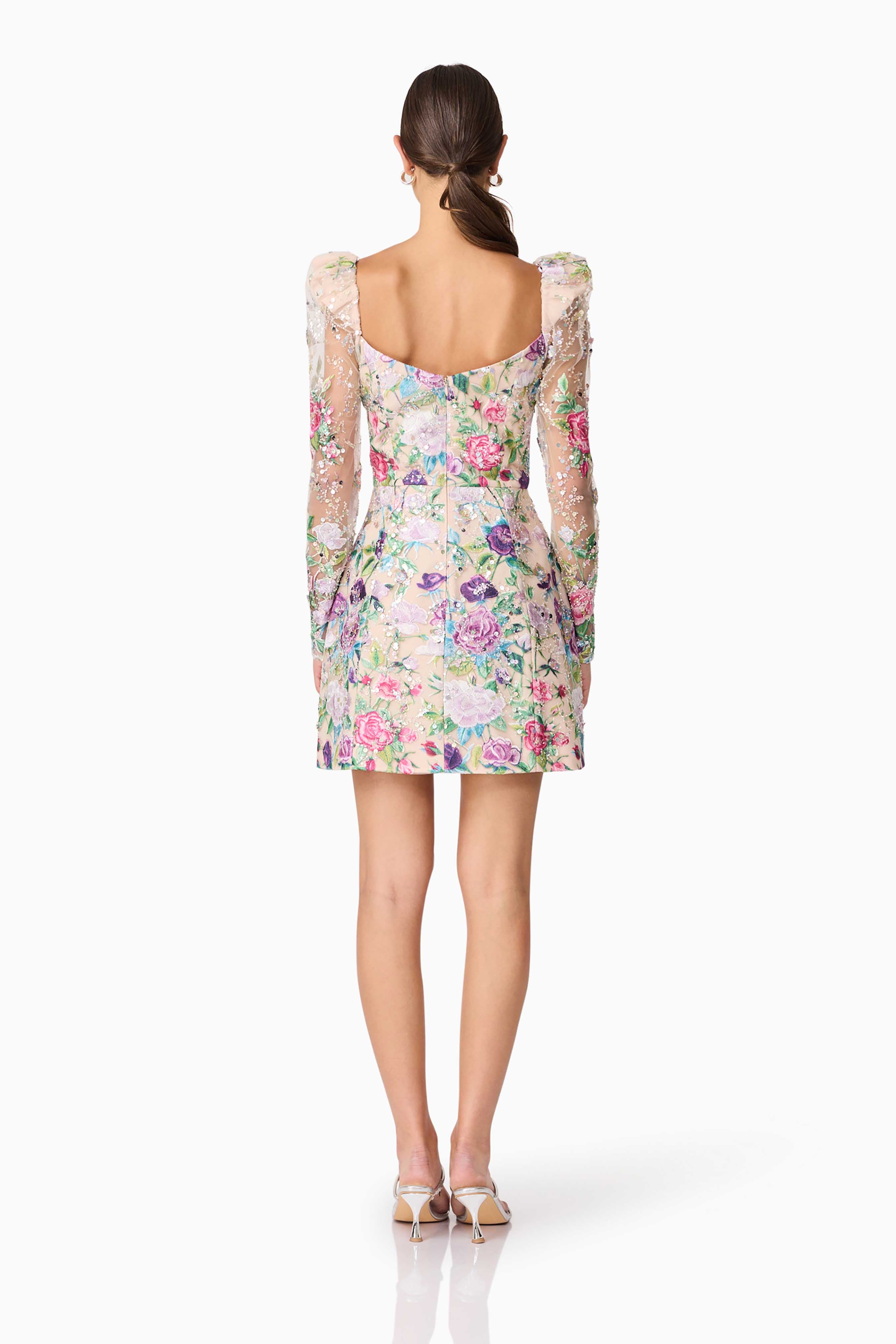 Eliska Long Sleeve Mini Dress in Floral