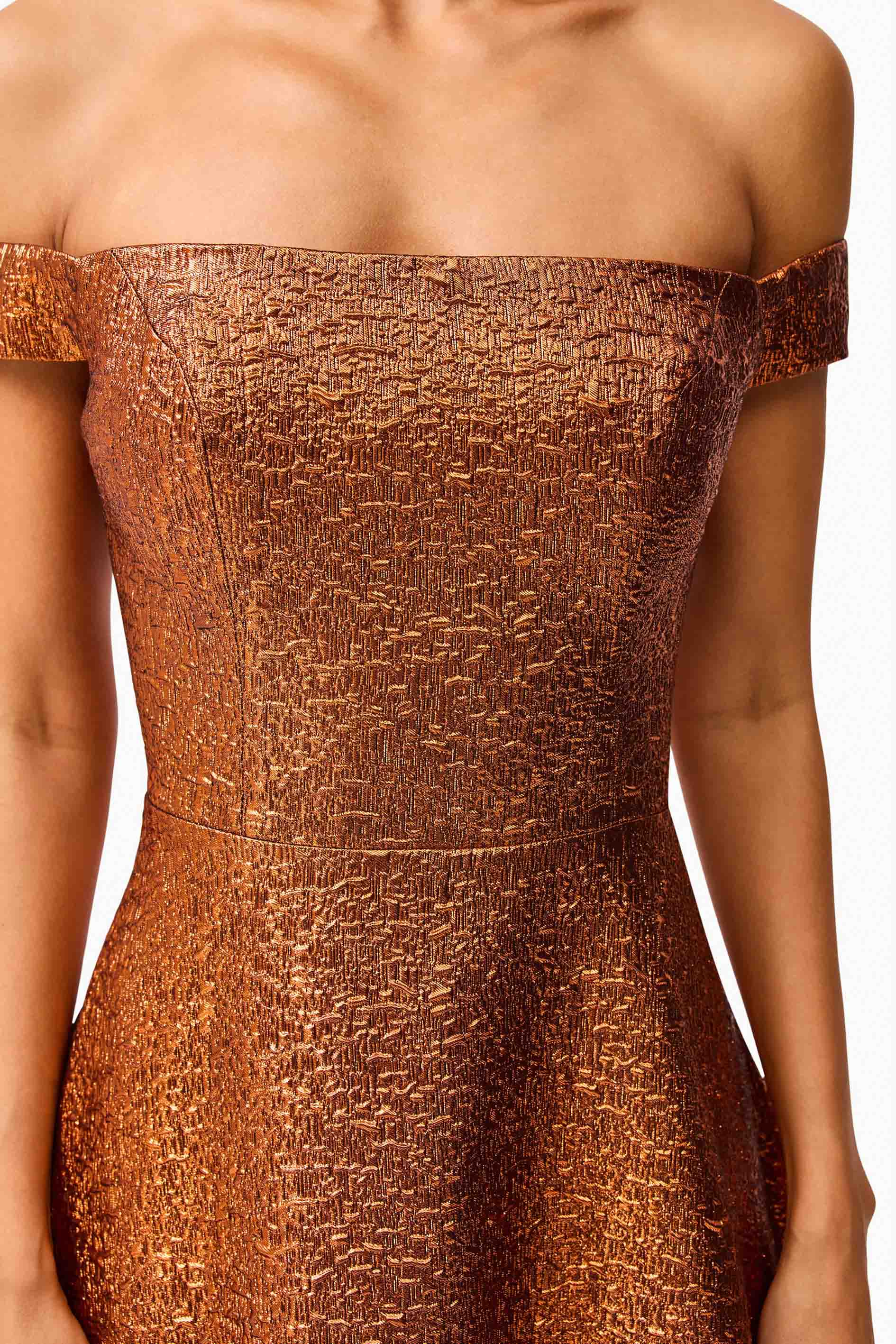 Sapphira Off The Shoulder Gown in Orange
