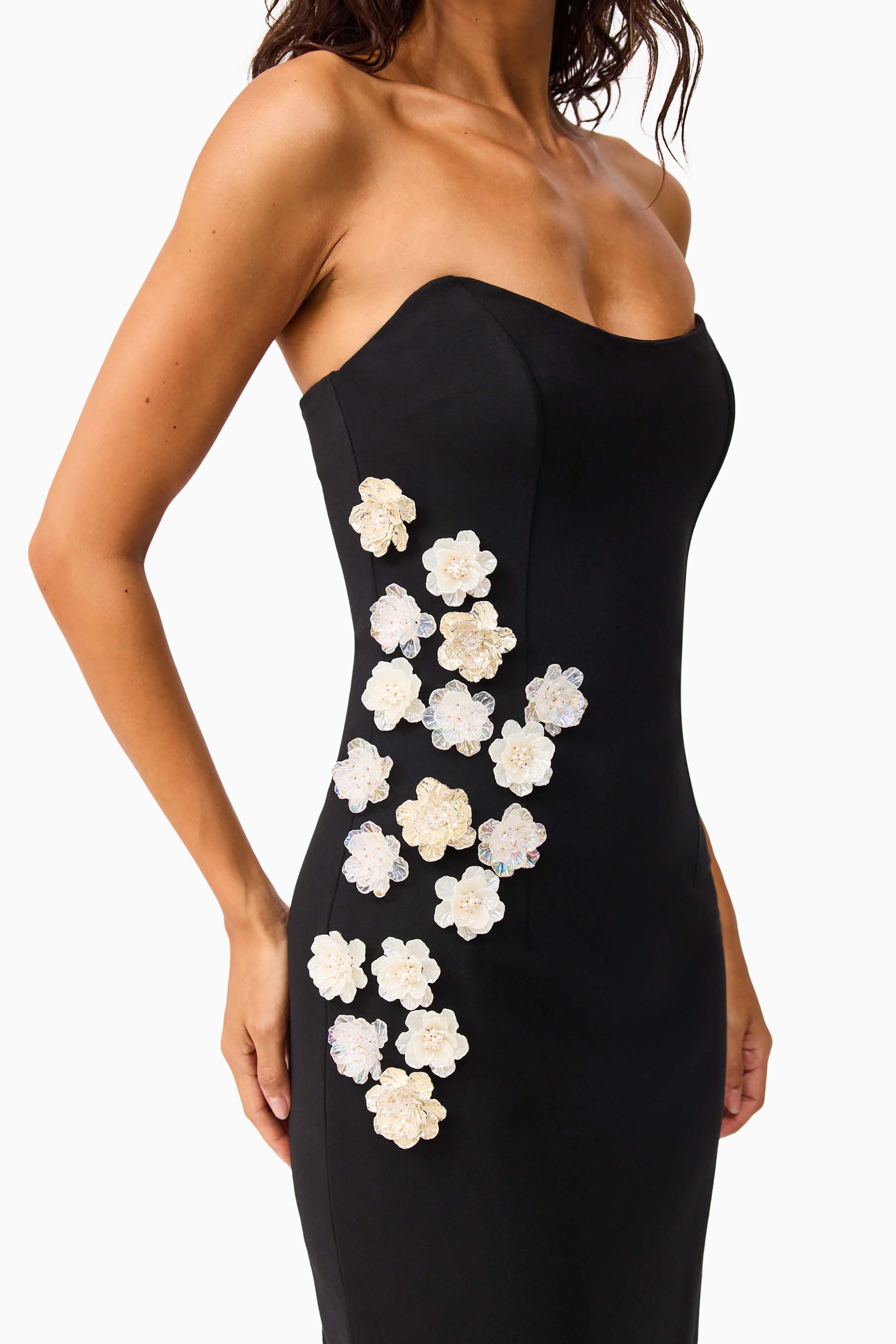 Yasmine Strapless Maxi Dress in Black