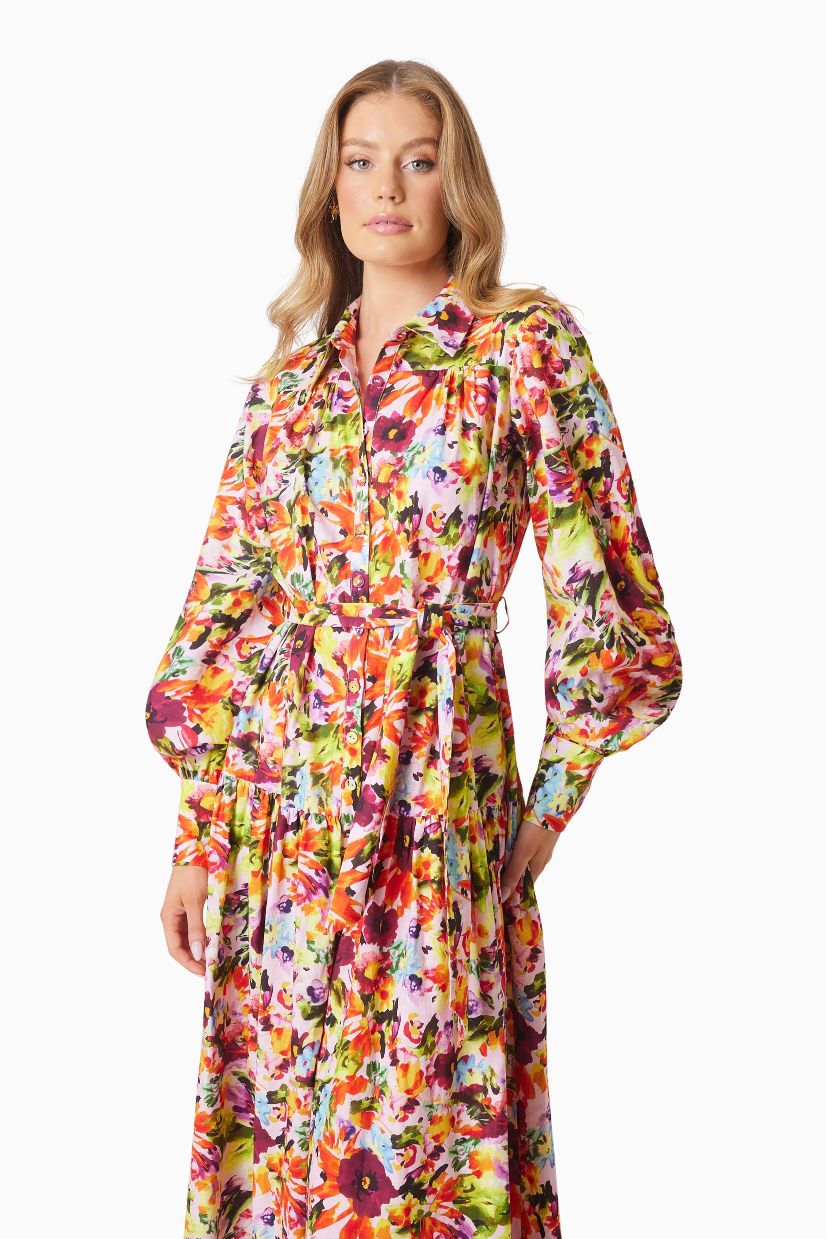 Elira Maxi Shirt Dress In Florals