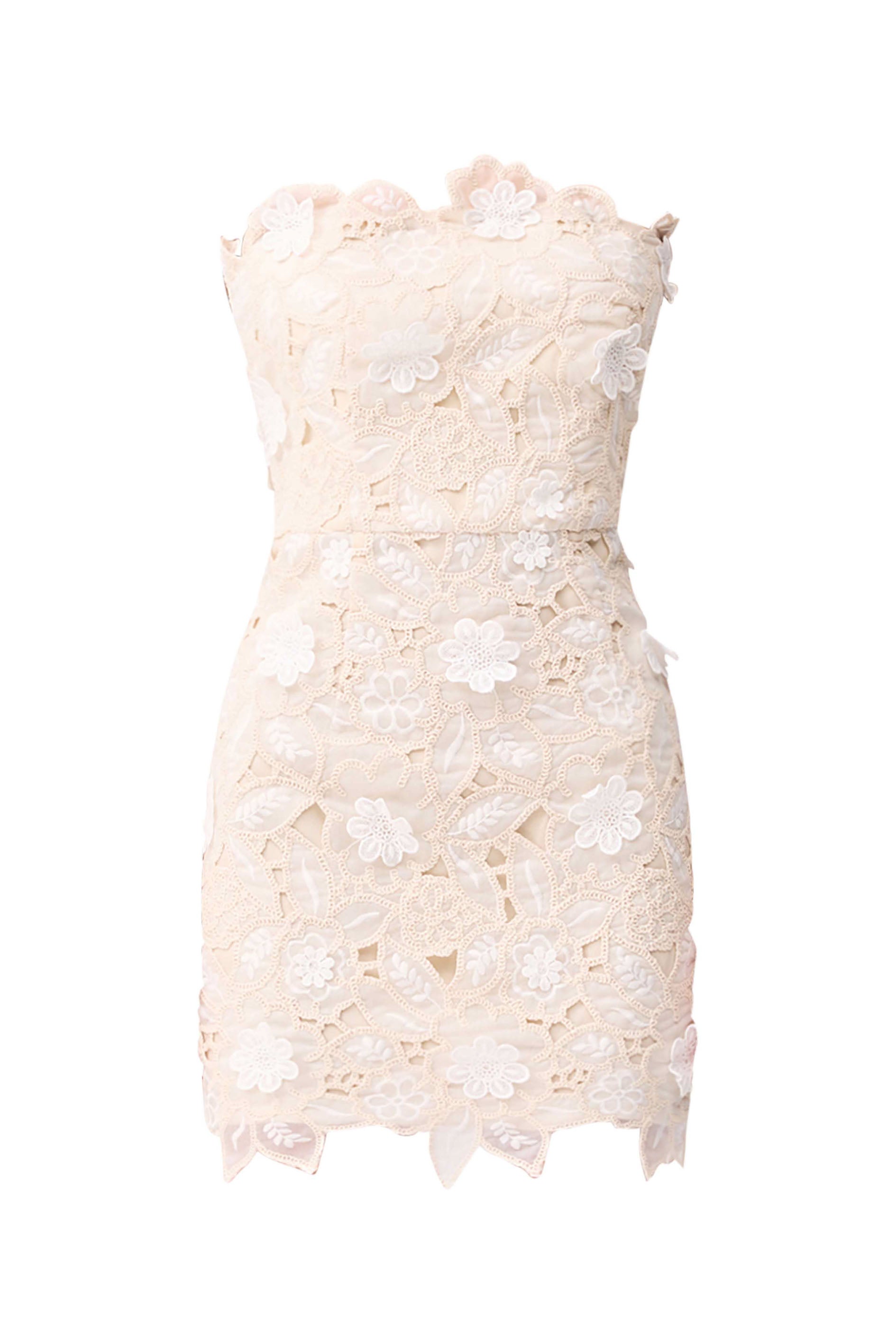Sienna Strapless Mini Dress in Cream