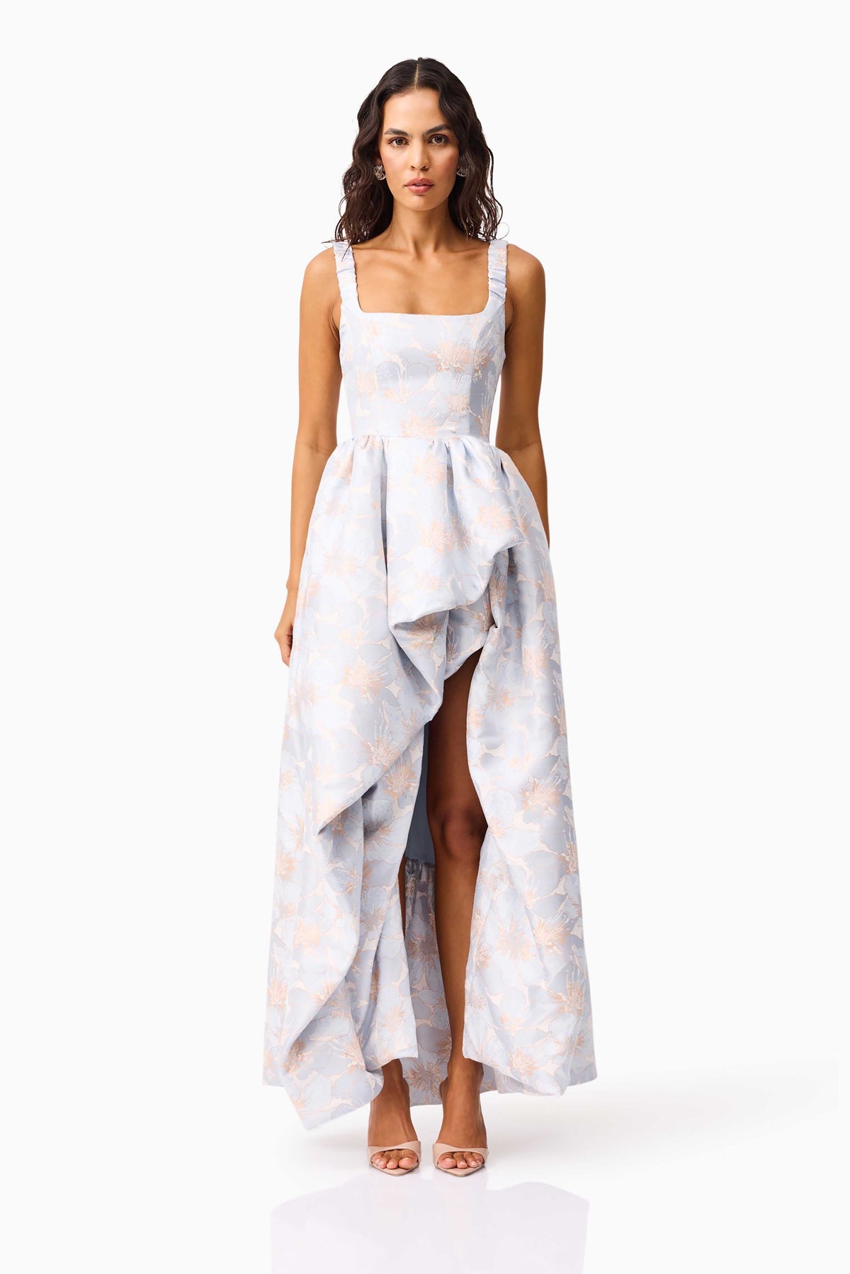 Fiorella Jacquard Gown in Blue