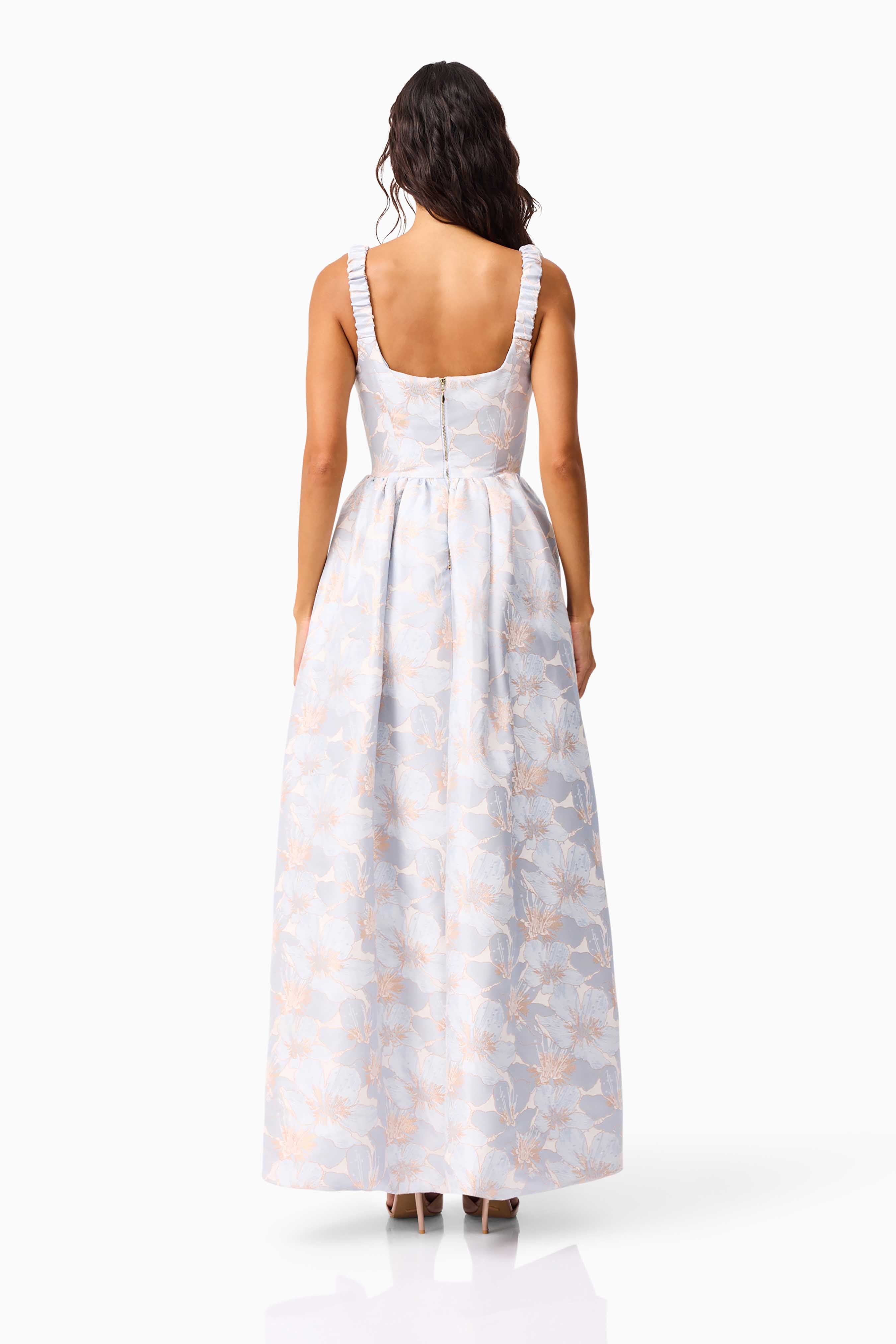 Fiorella Jacquard Gown in Blue