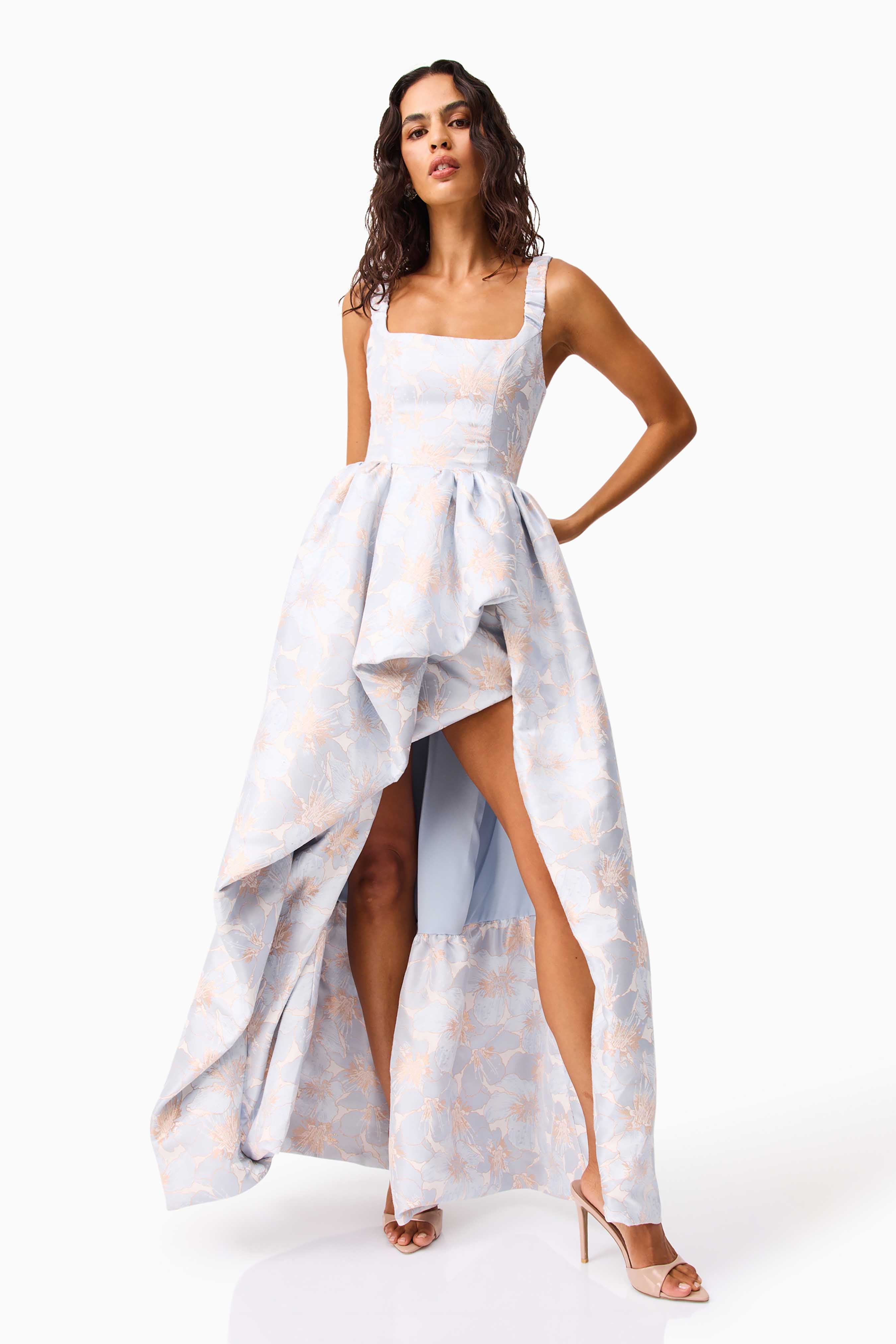 Fiorella Jacquard Gown in Blue