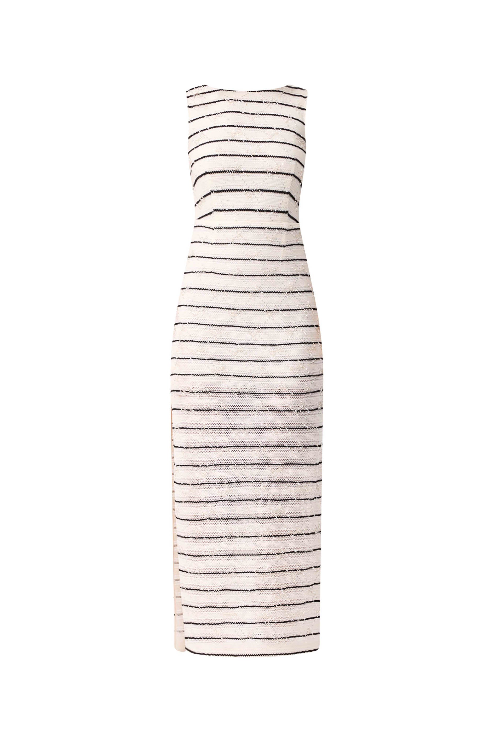Eldora Low Back Midi Dress in Black & White