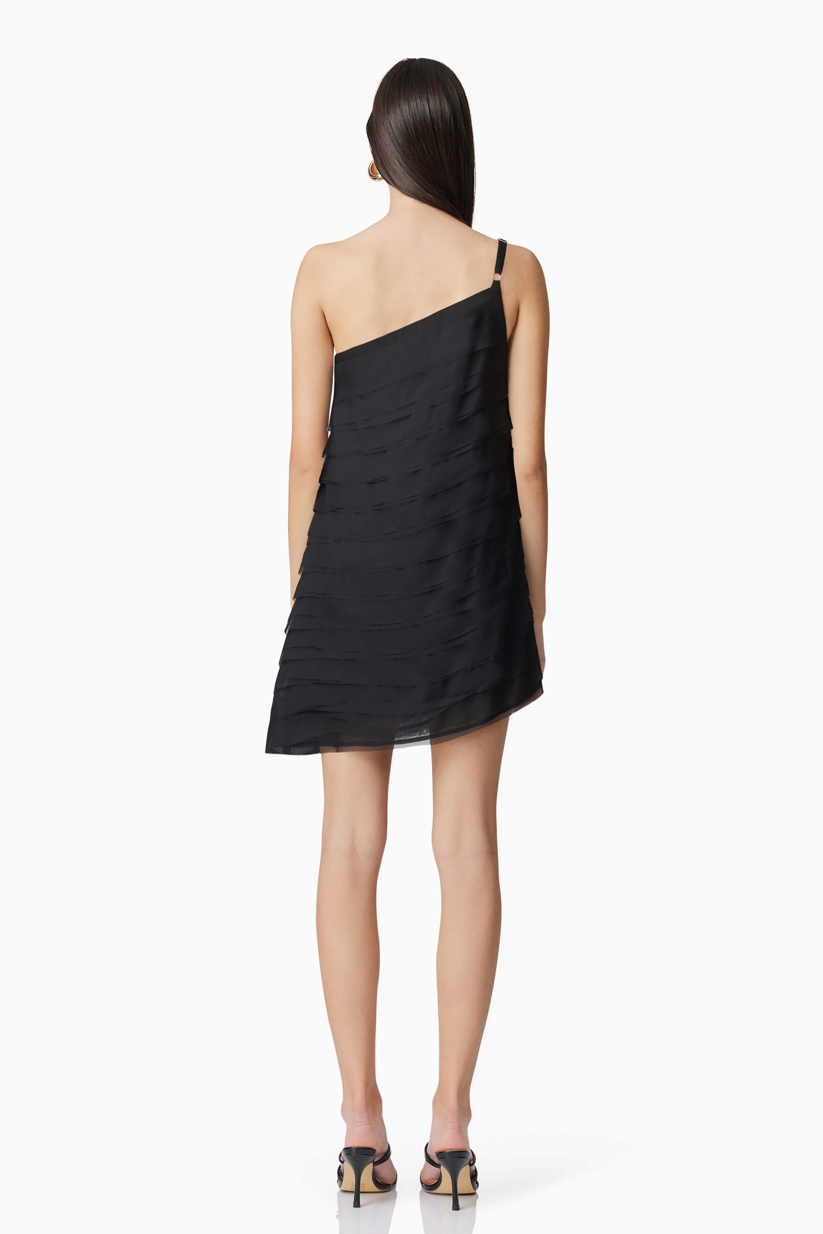 Eira One Shoulder Mini Dress in Black