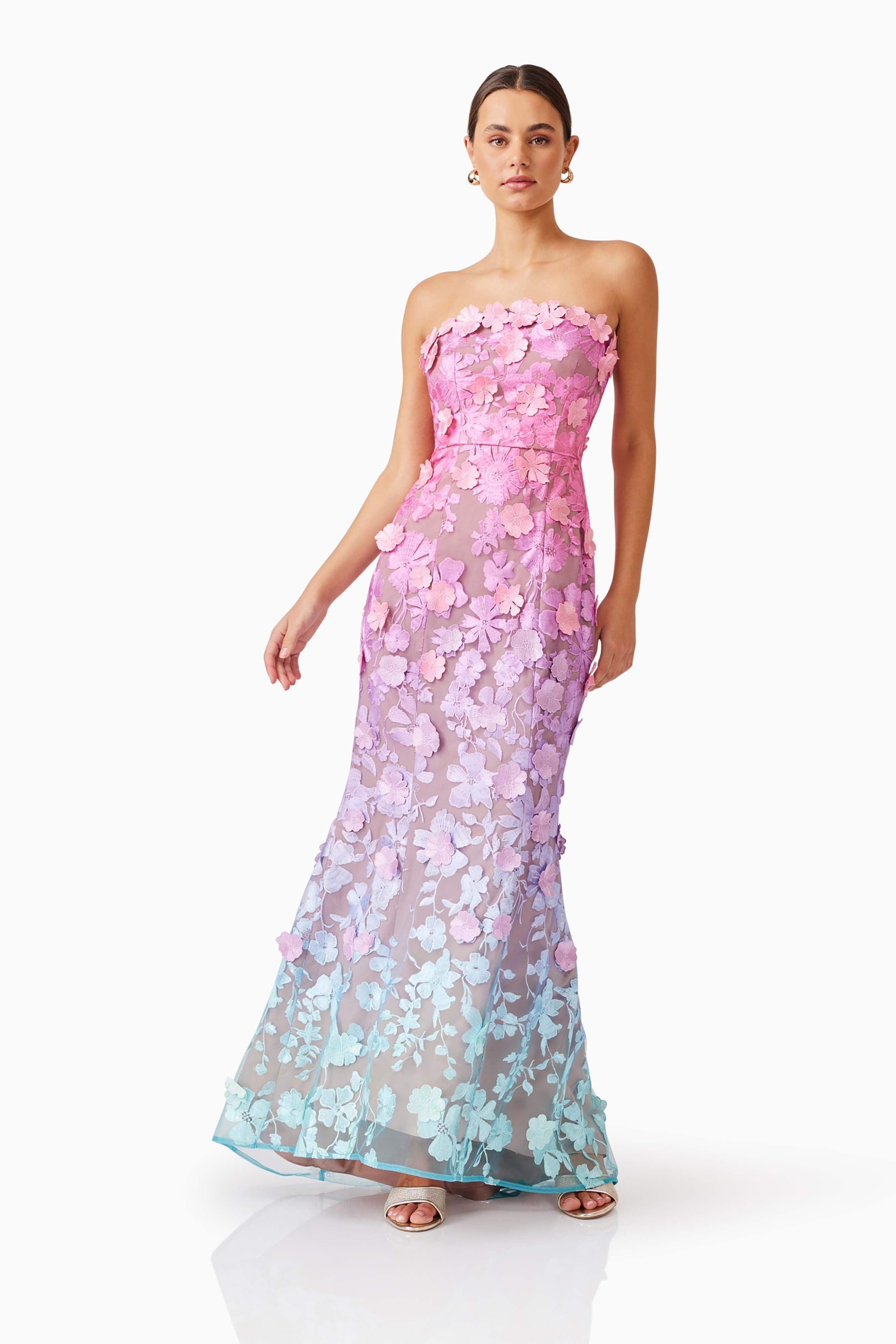 Elle Gown in Pink & Blue Ombre