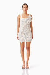 Kyra Crochet Mini Dress in White