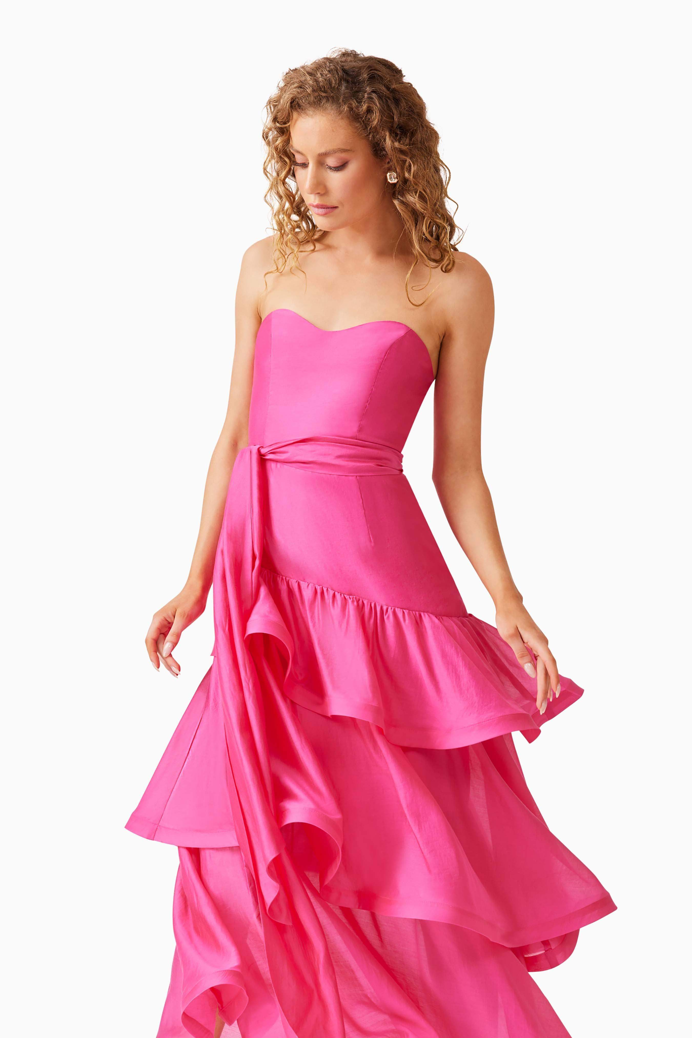 Kalani Strapless Maxi Dress in Pink