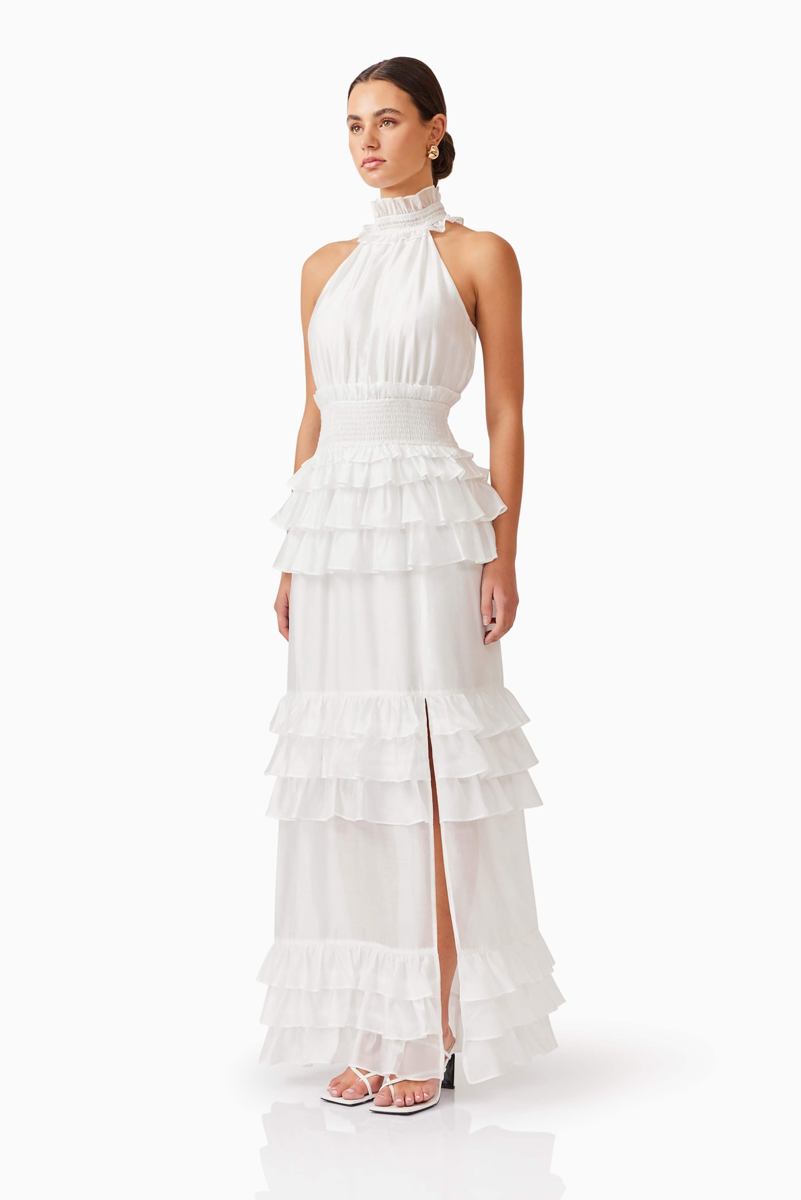 Kalani Halter Maxi Dress in White