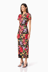 Talia Maxi Dress in Black Floral