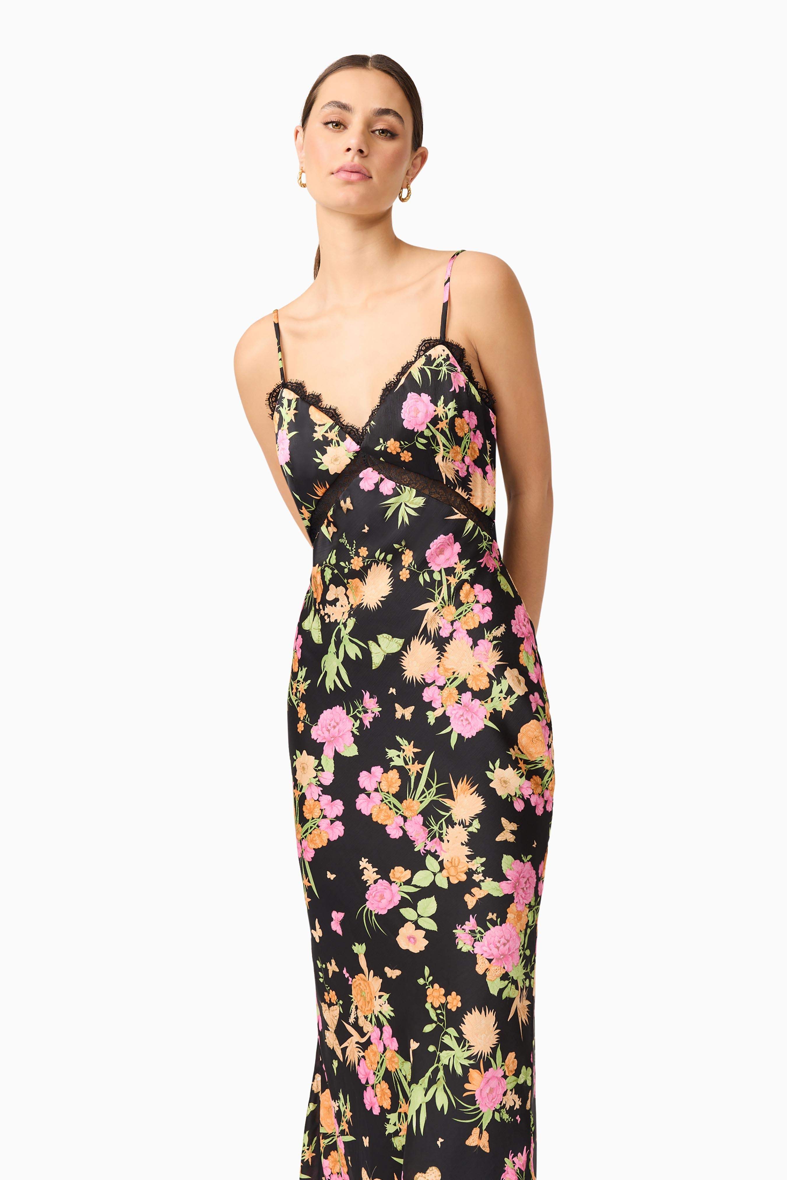 Tess Floral Maxi Dress in Black
