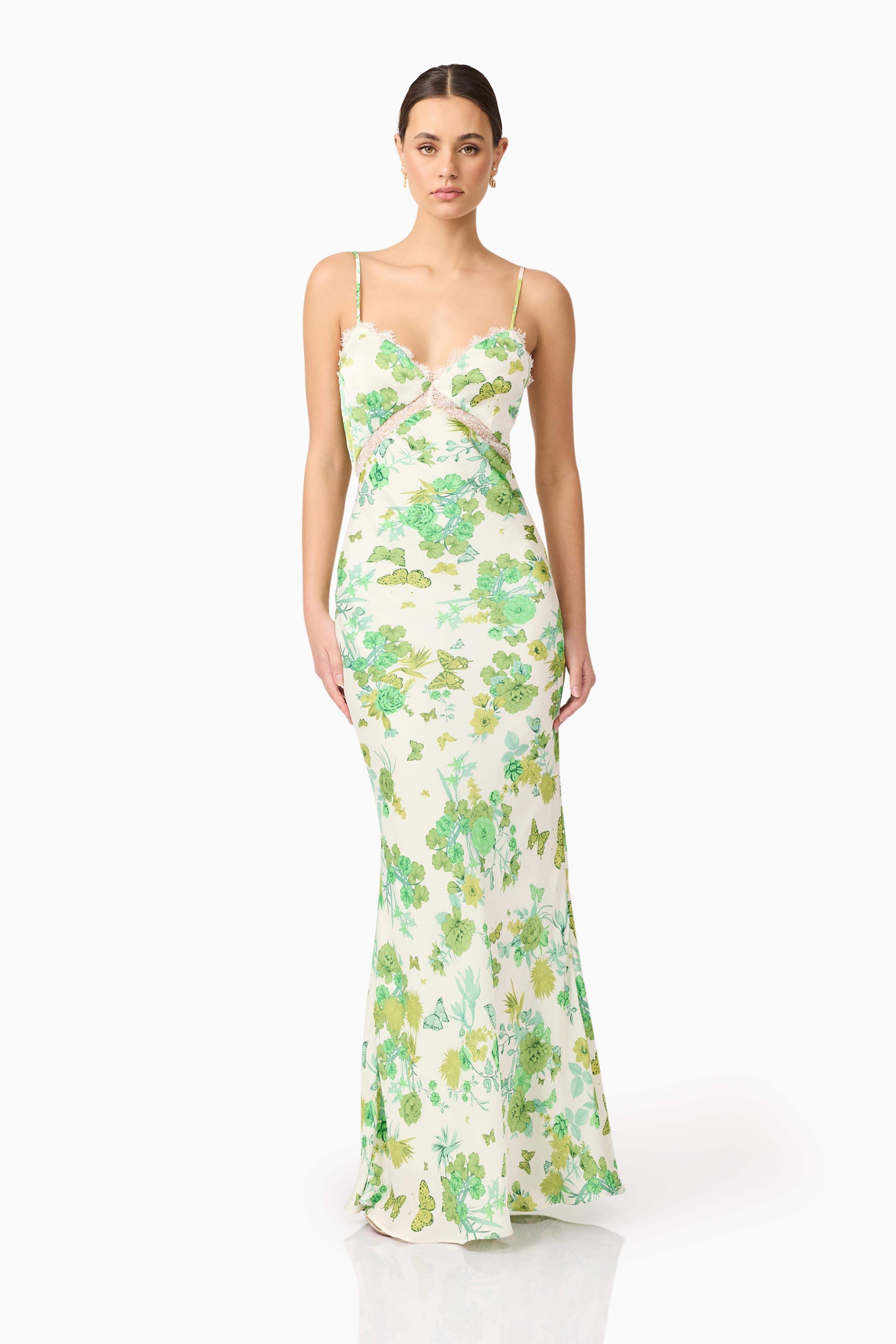 Tess Floral Maxi Dress in Green