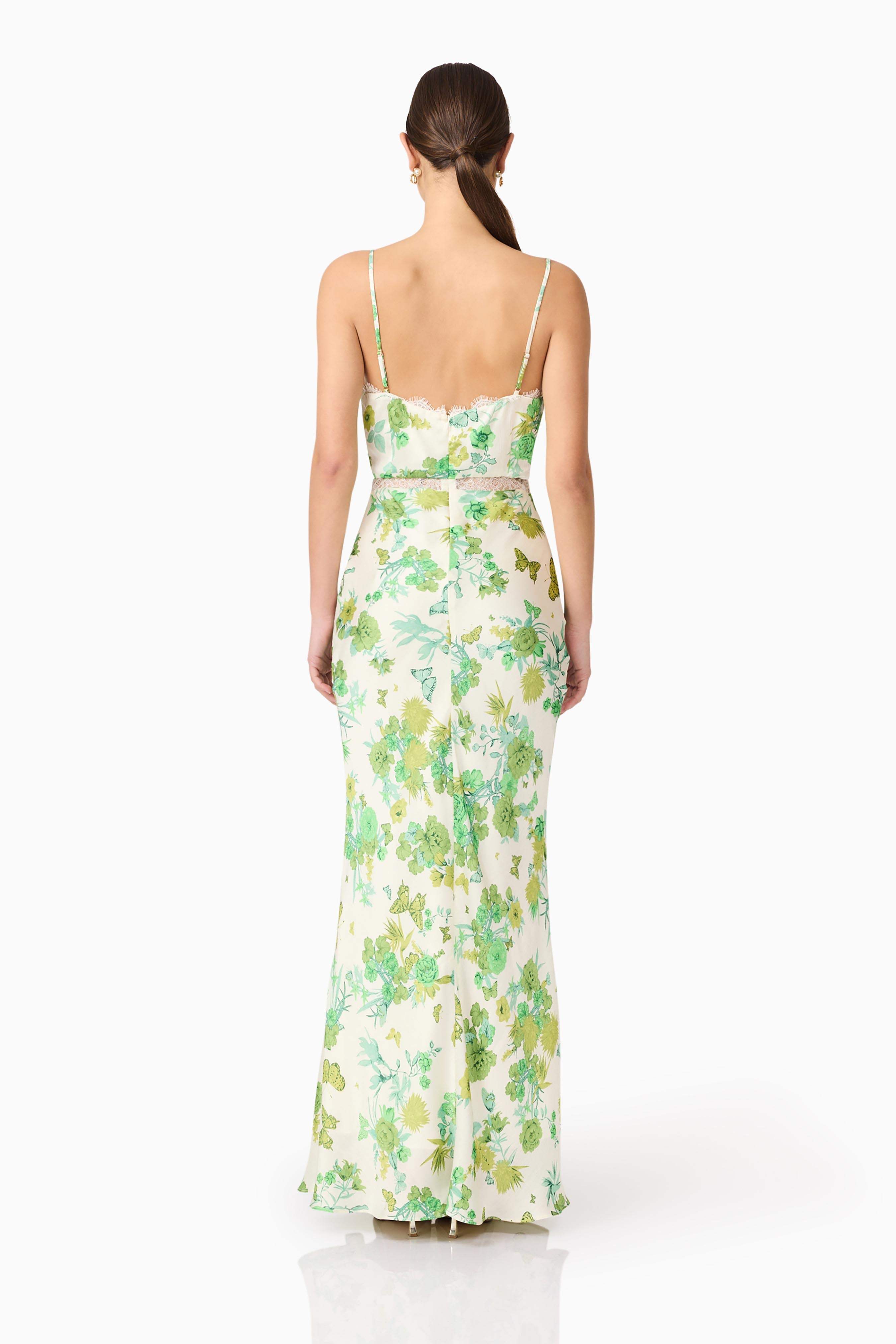 Tess Floral Maxi Dress in Green