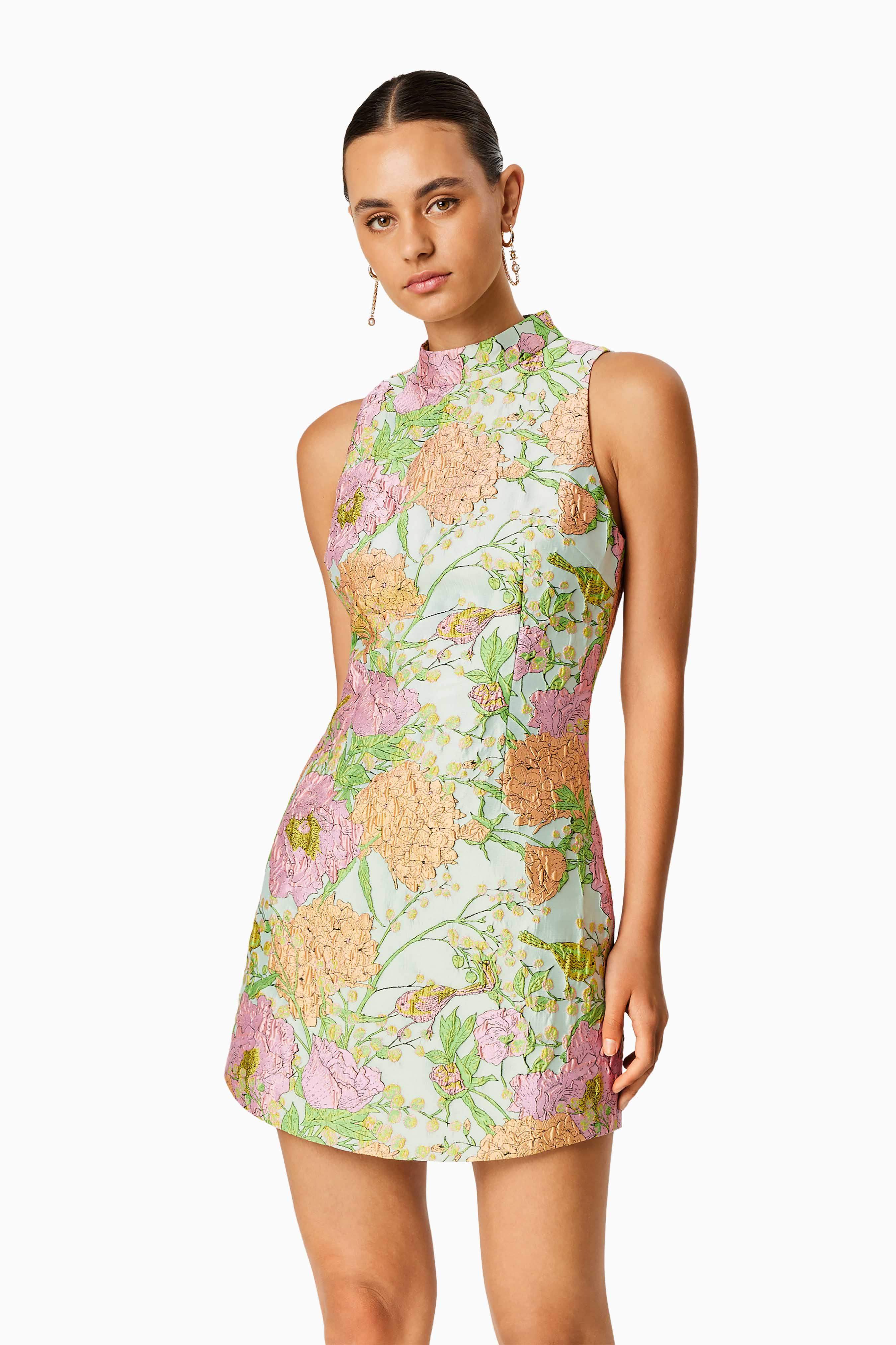 Sunbeam Mini Dress In Green Floral