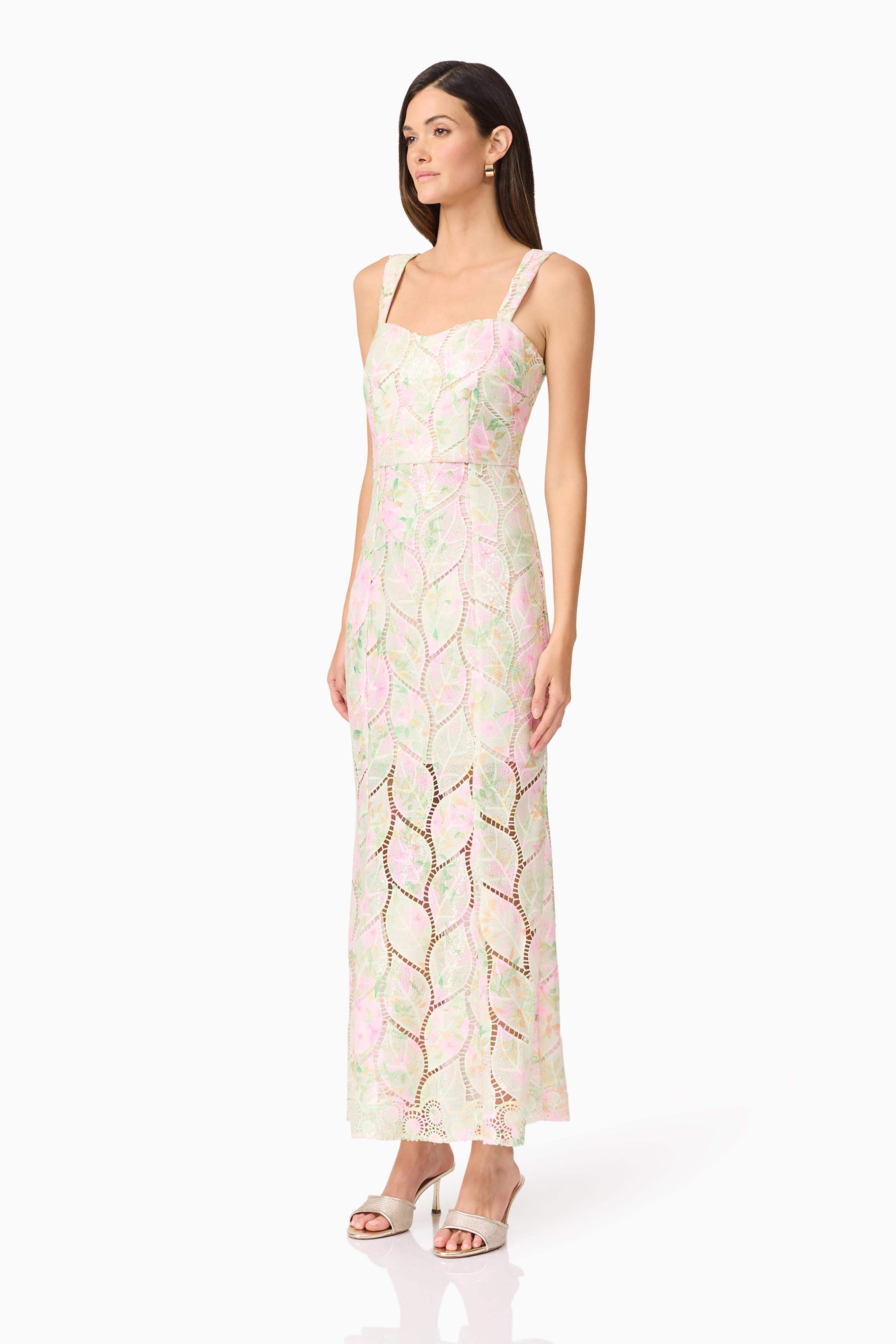 Indria Lace Maxi Dress in Floral