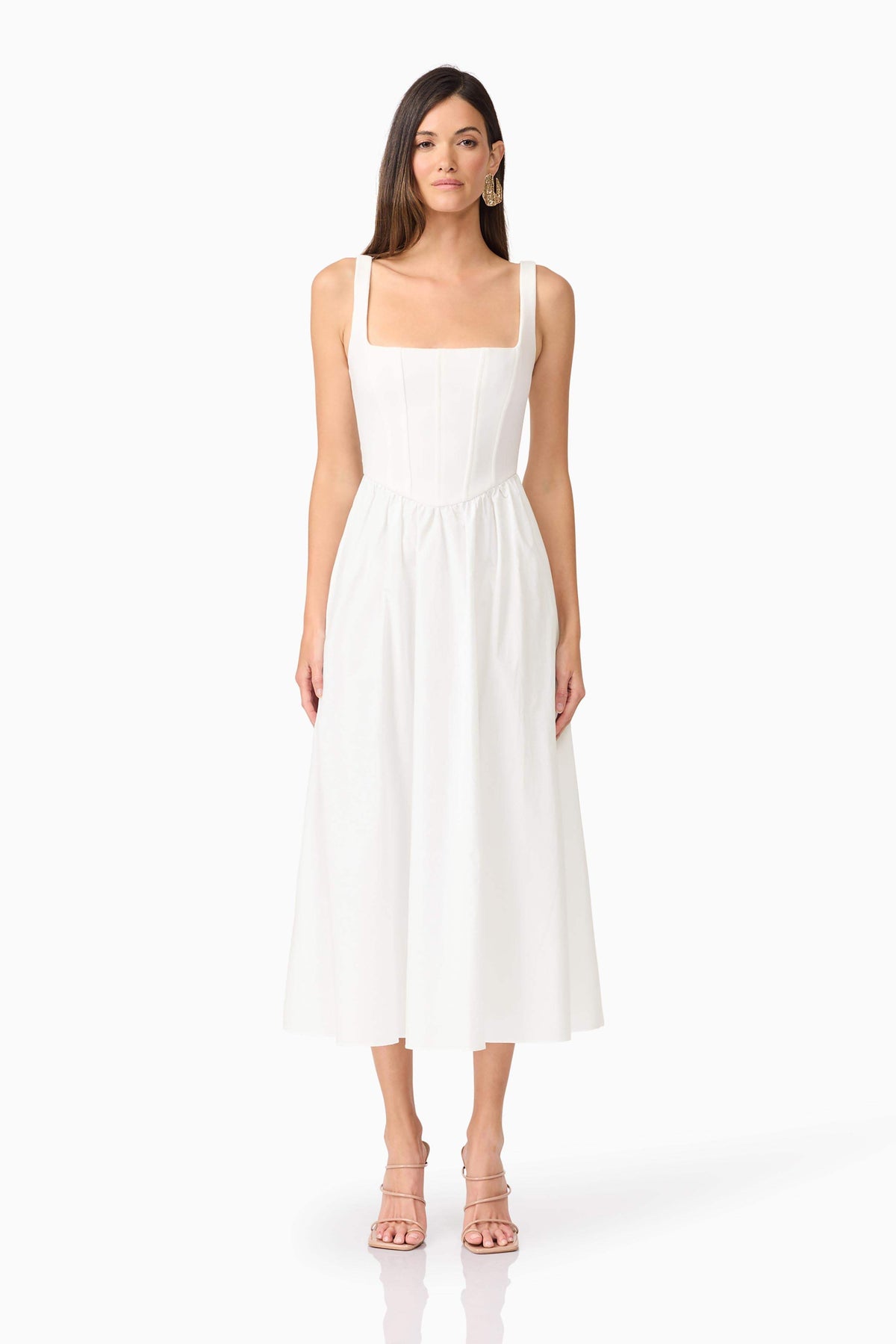 Ingrid Corset Midi Dress in White