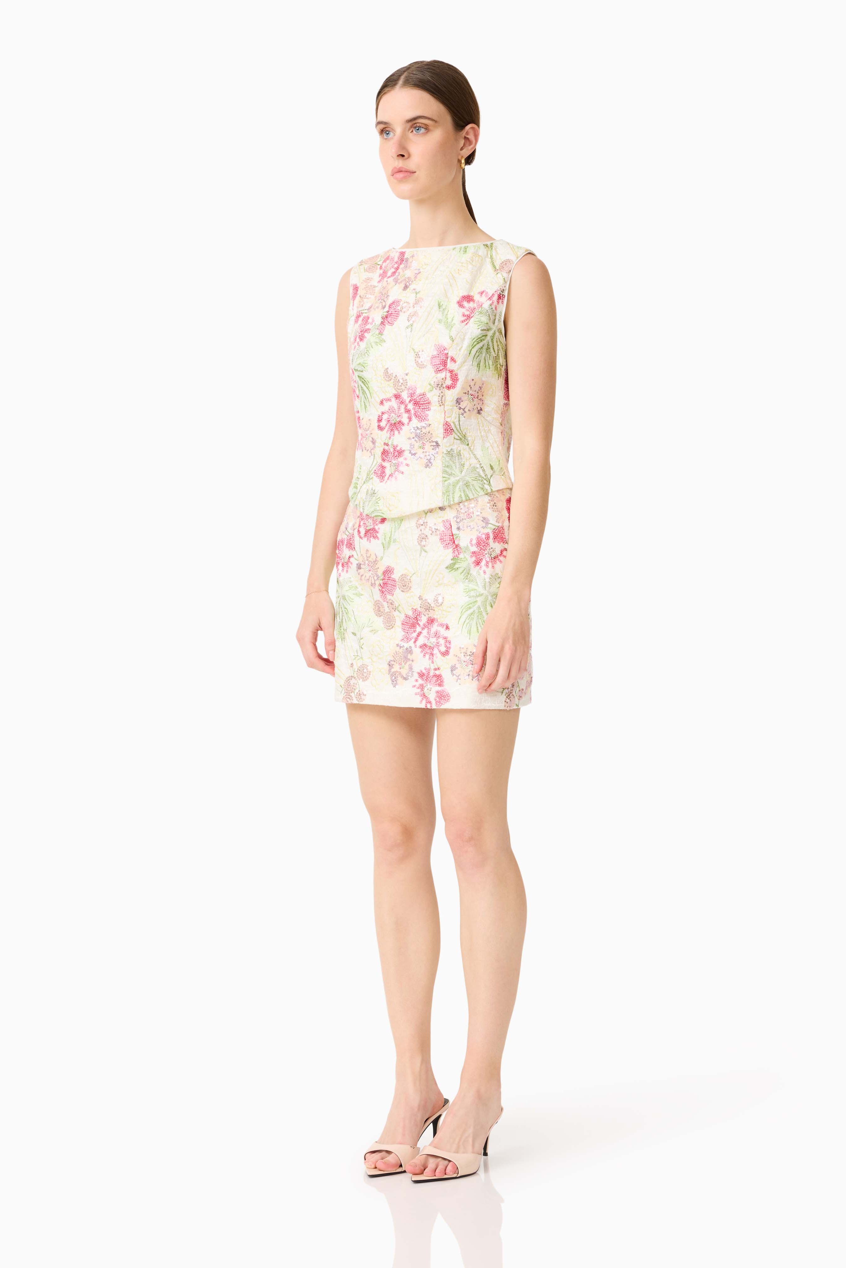 Greta Embroidered Set in Cream & Pink Floral