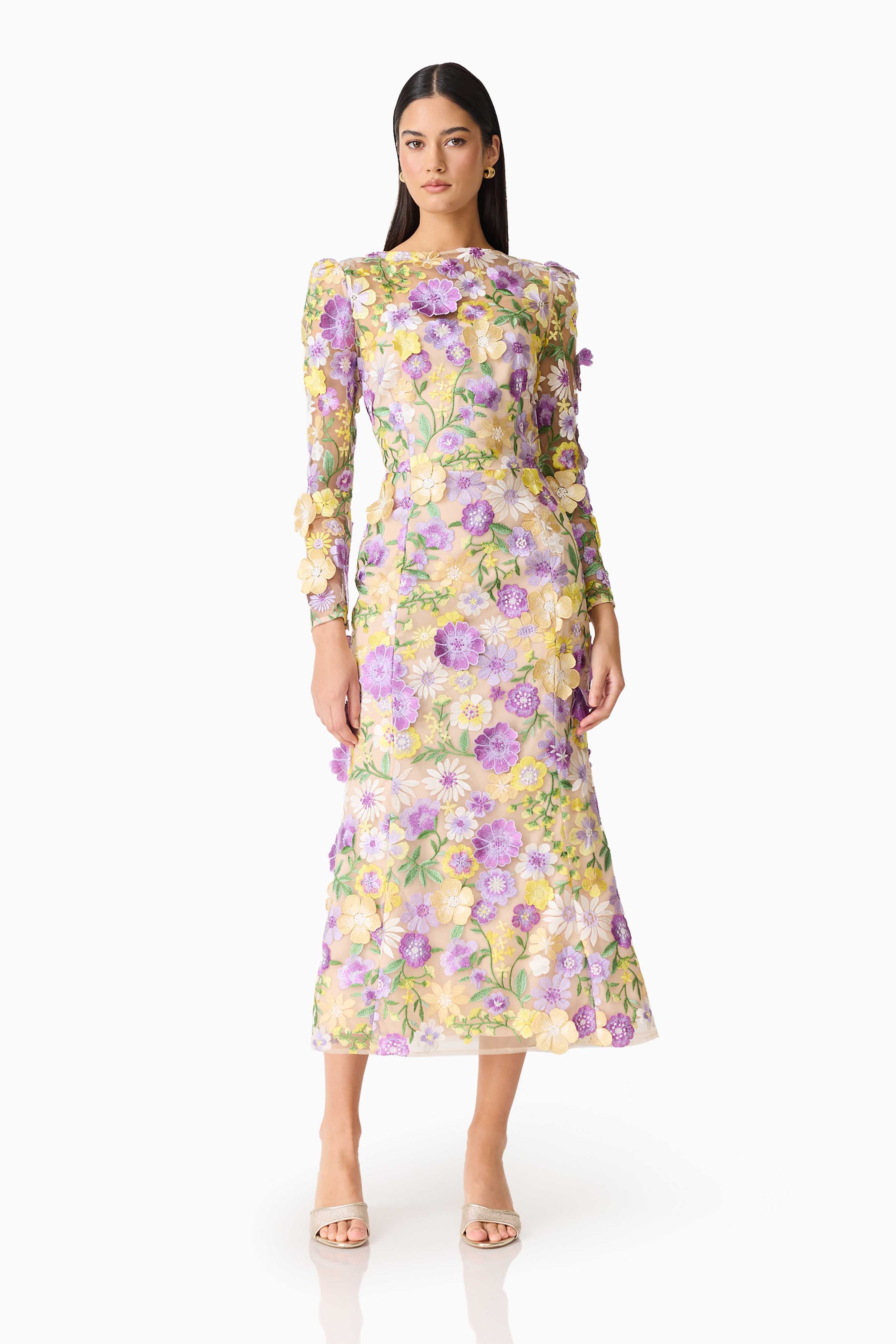 Shannon 3D Floral Midi Dress