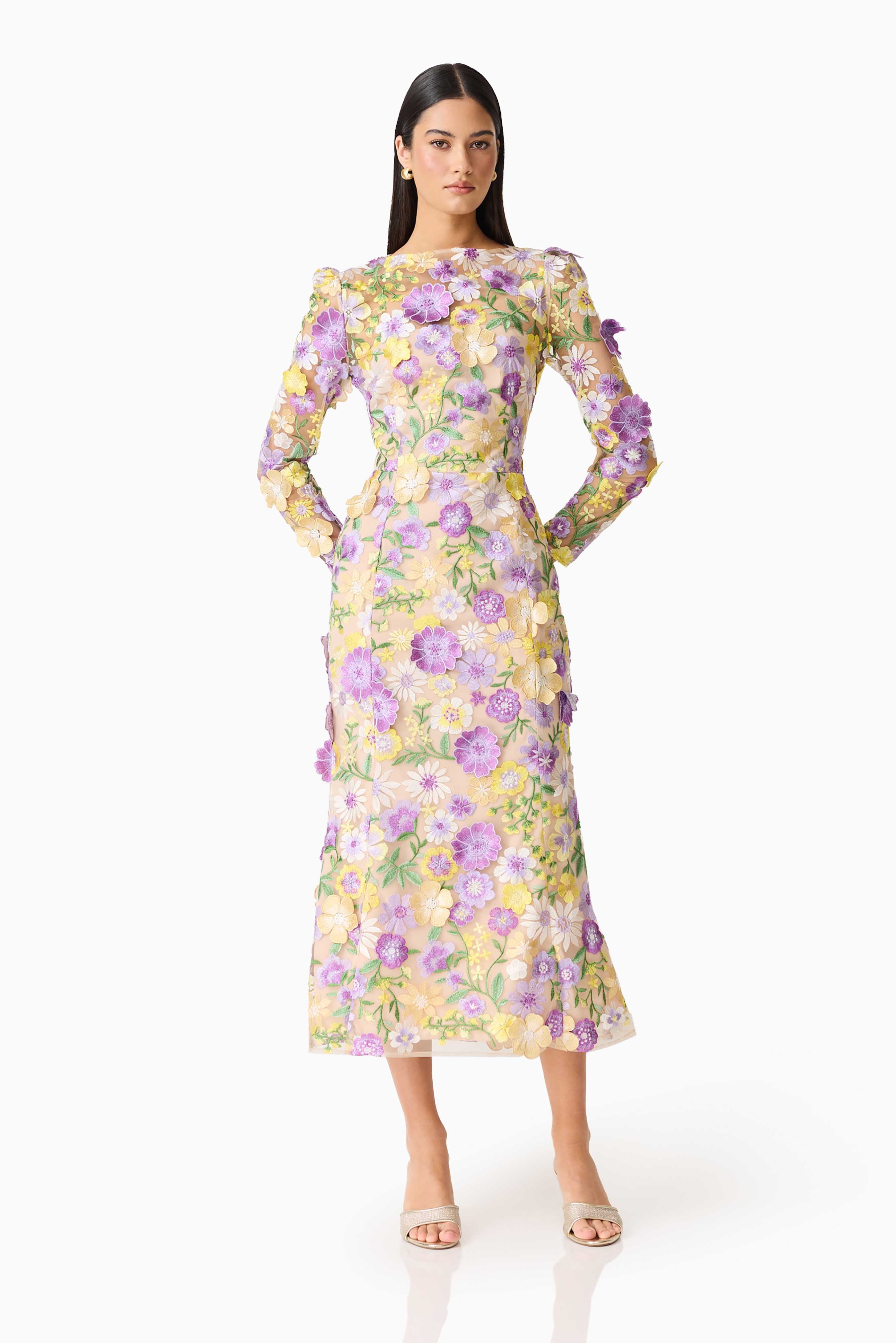 Shannon 3D Floral Midi Dress