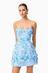Roseate Floral Mini Dress in Blue
