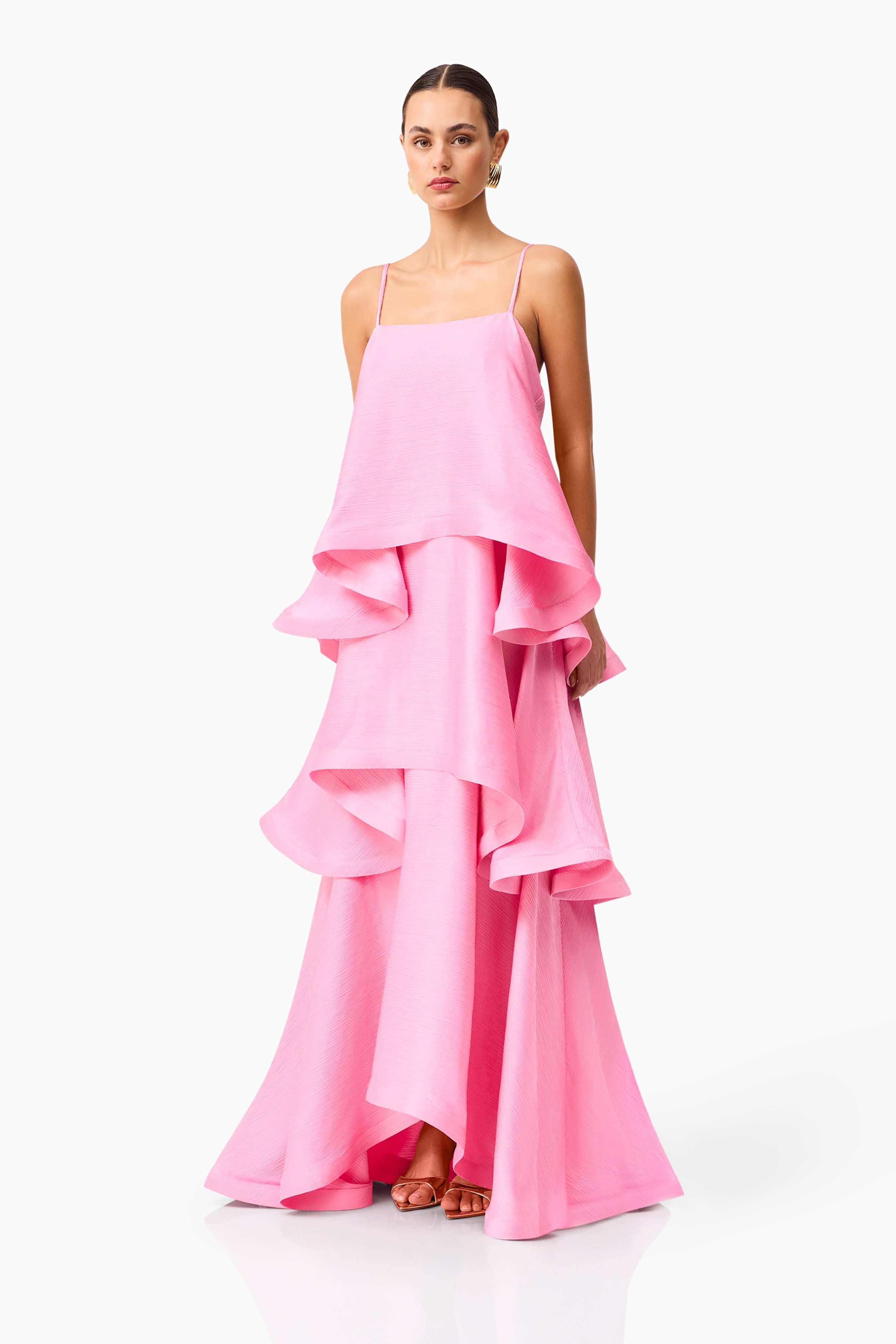 Tilly Tiered Maxi Dress in Pink