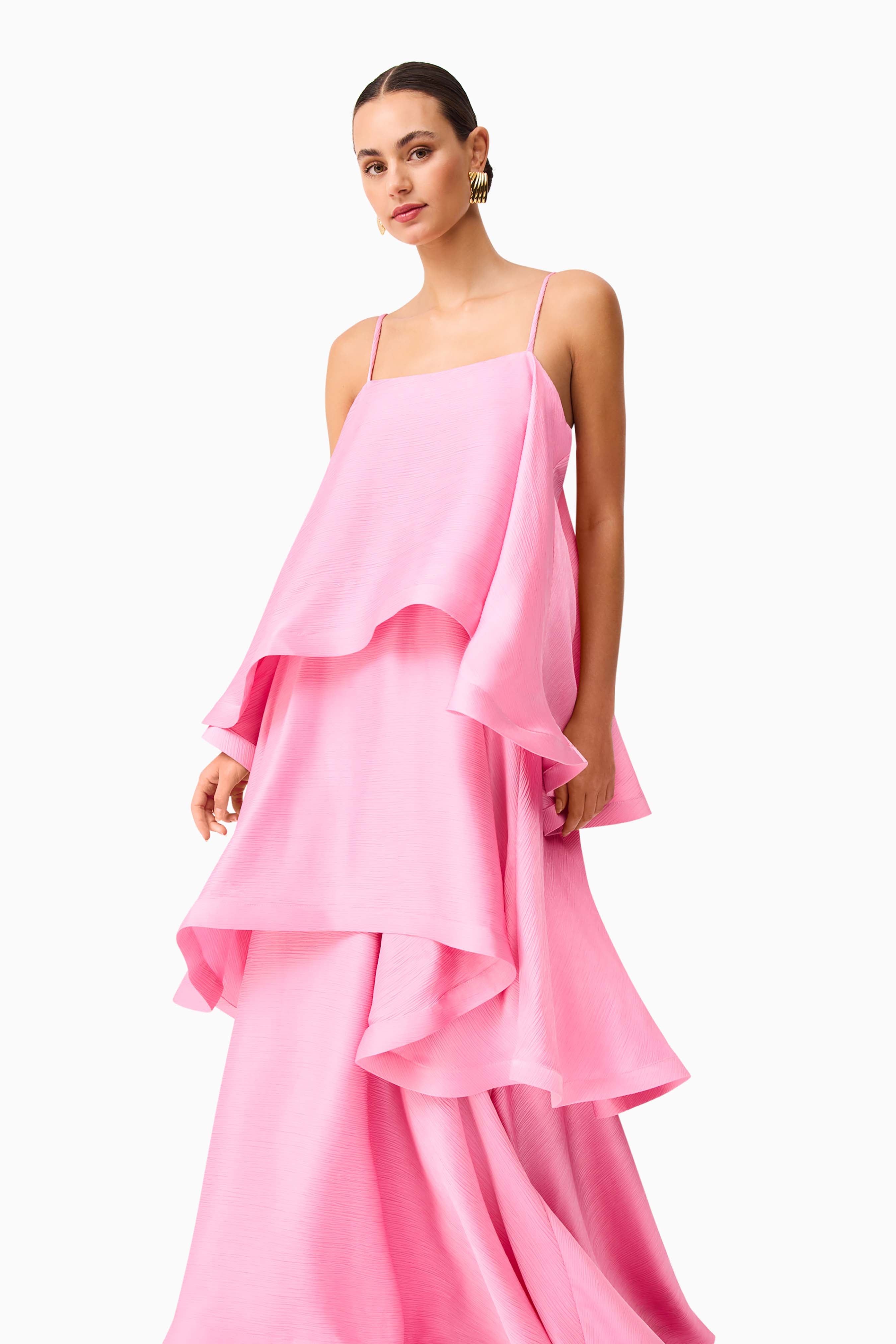 Tilly Tiered Maxi Dress in Pink