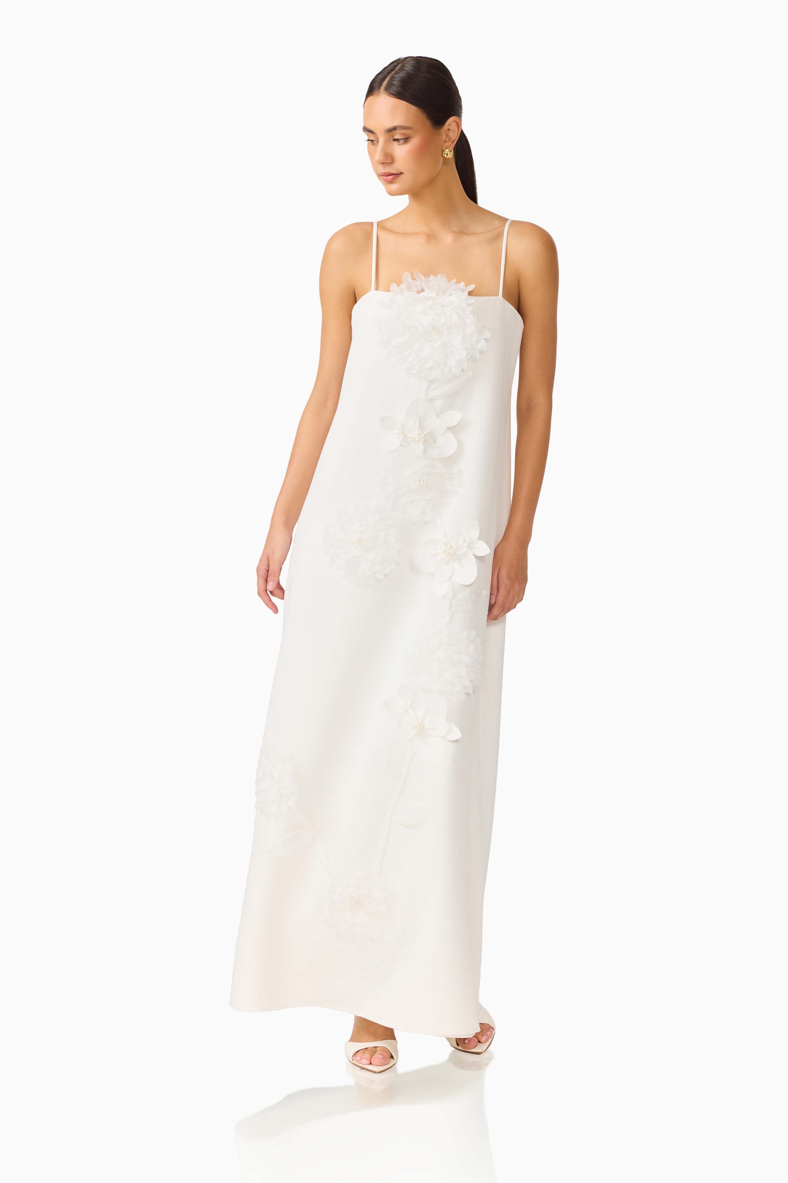Gemma Floral Maxi Dress in White