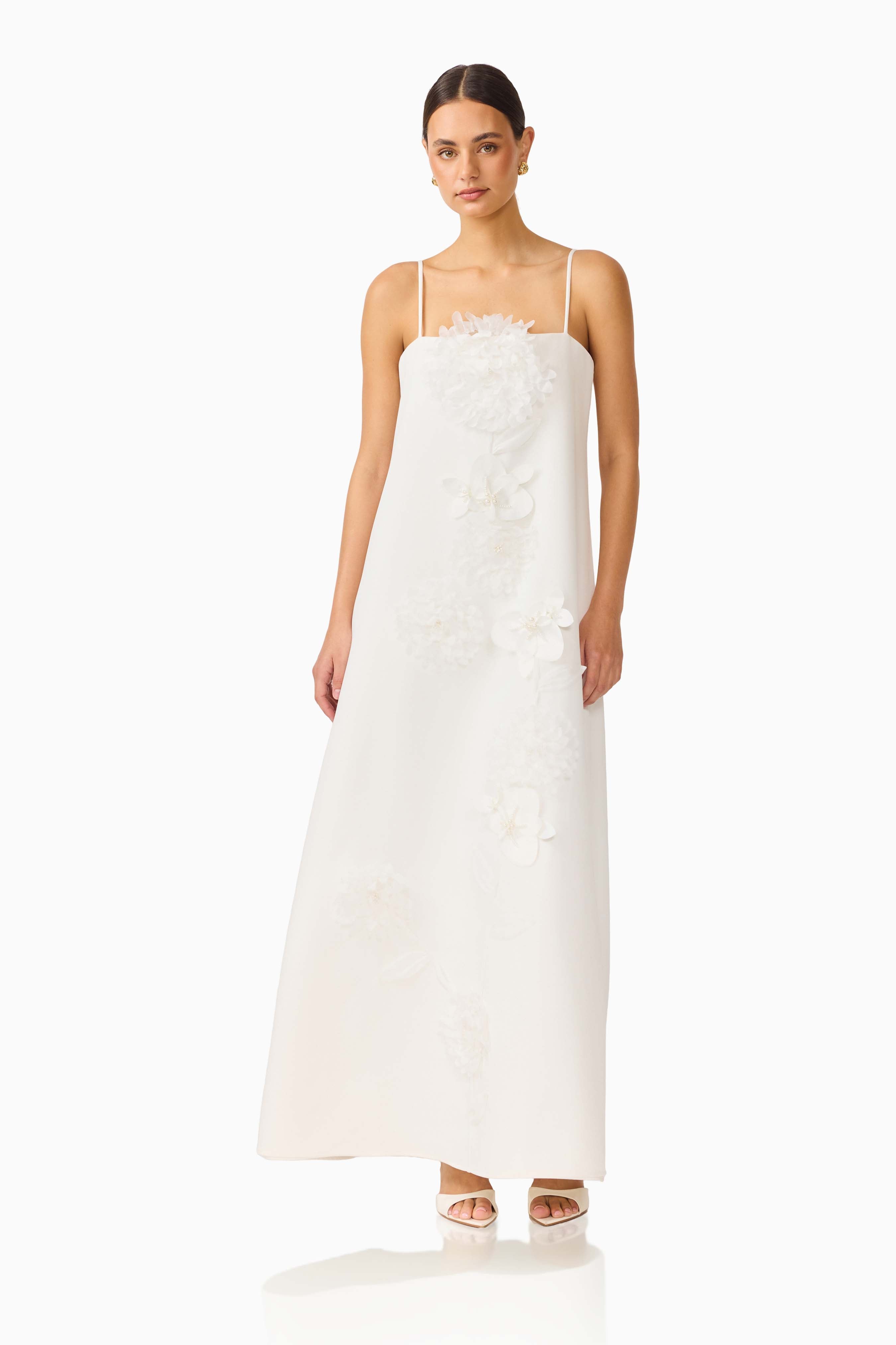 Gemma Floral Maxi Dress in White