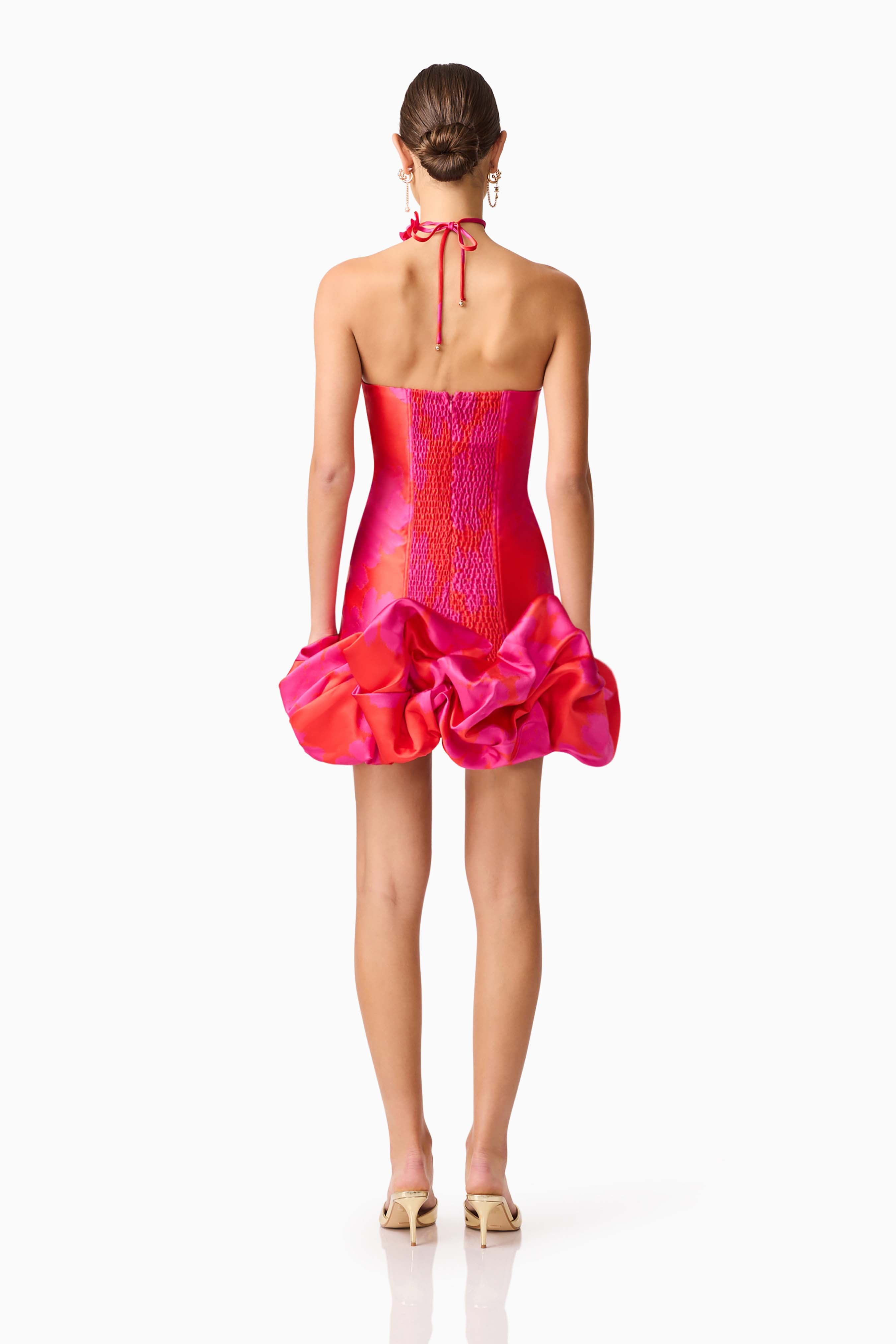 Eloise Strapless Mini Dress in Pink & Red