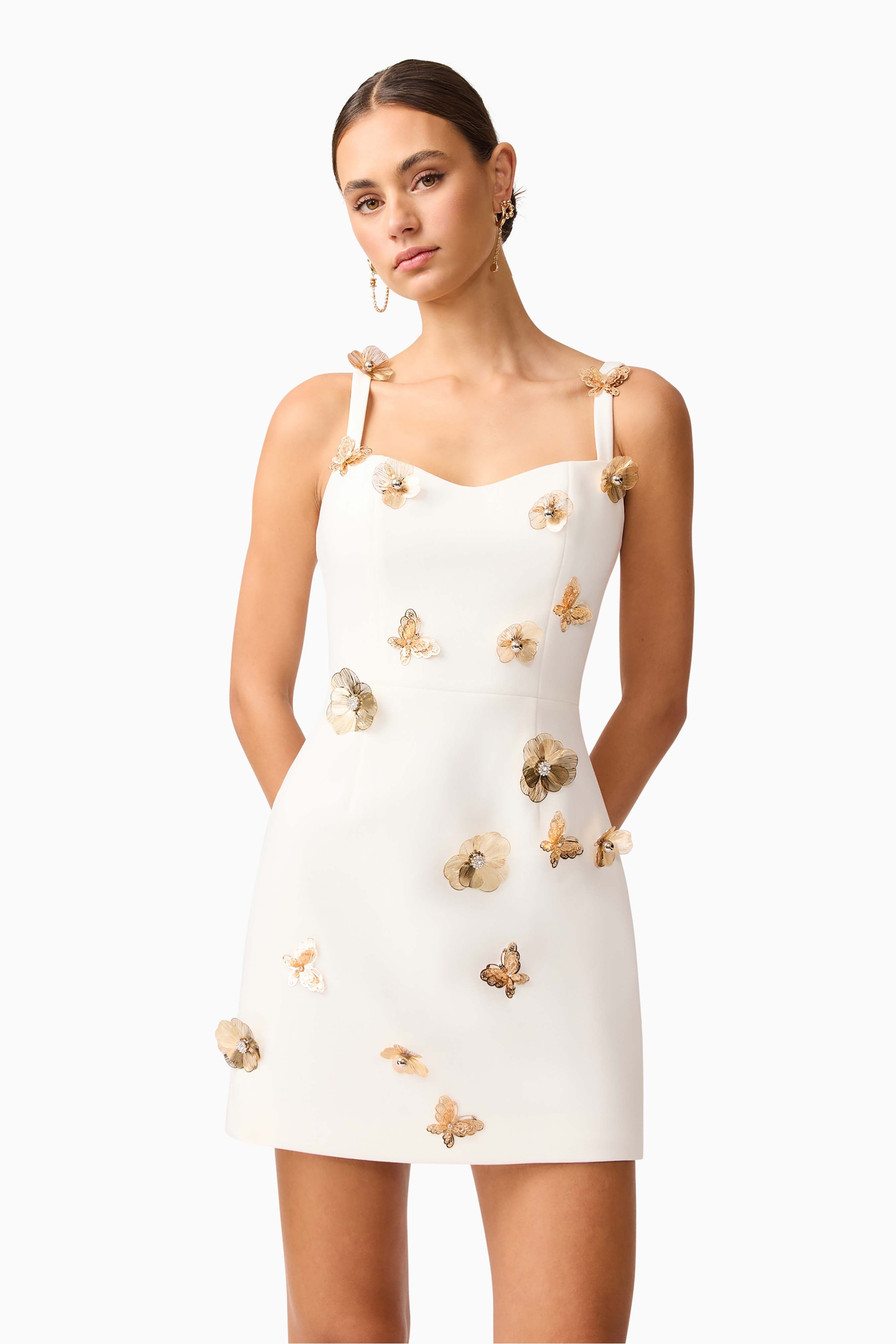 Mira Sweetheart Mini Dress in White