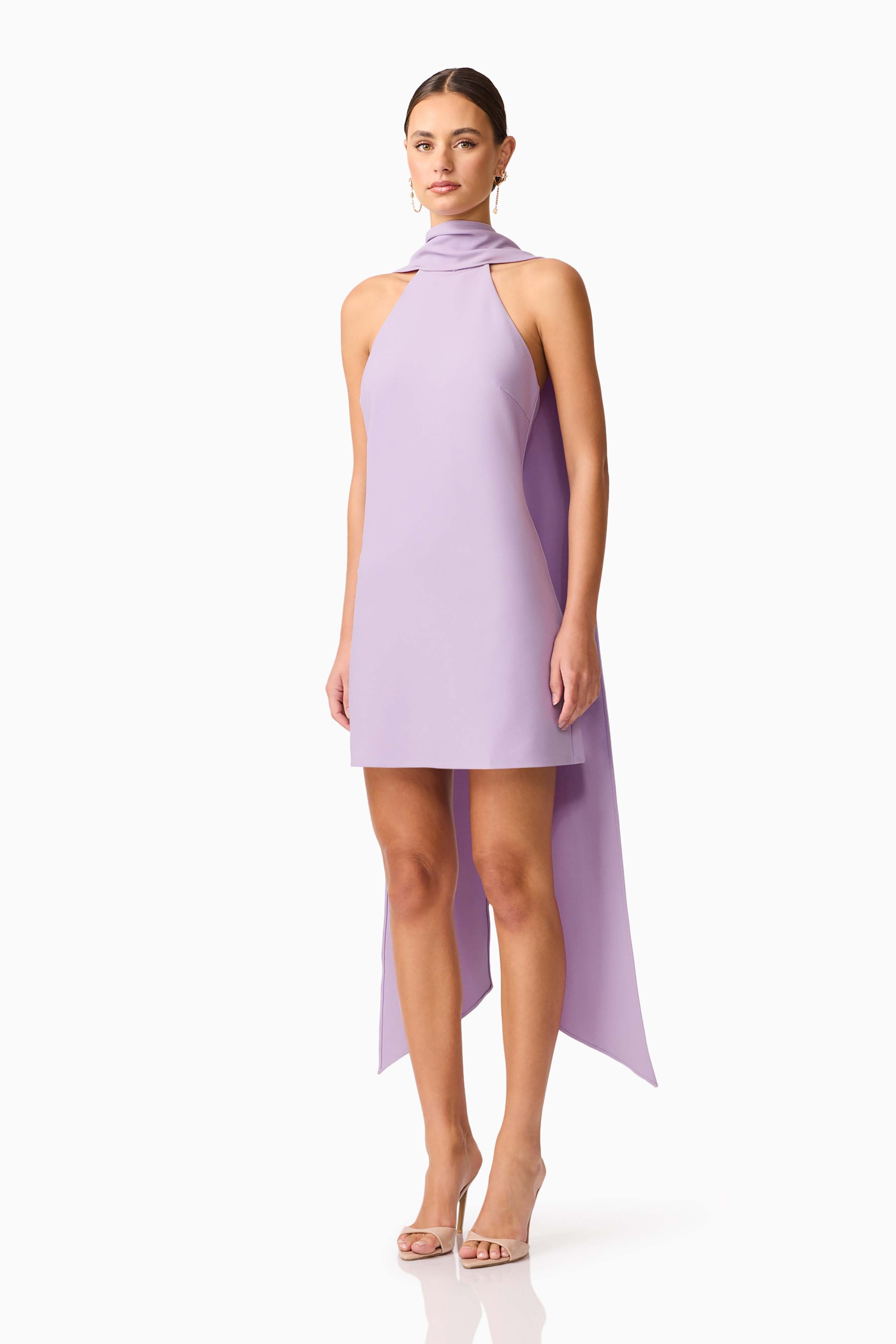 Mira Halter Mini Dress in Purple