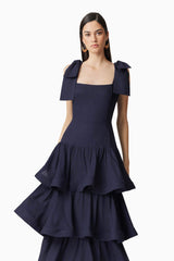 Kara Tiered Maxi Dress in Navy