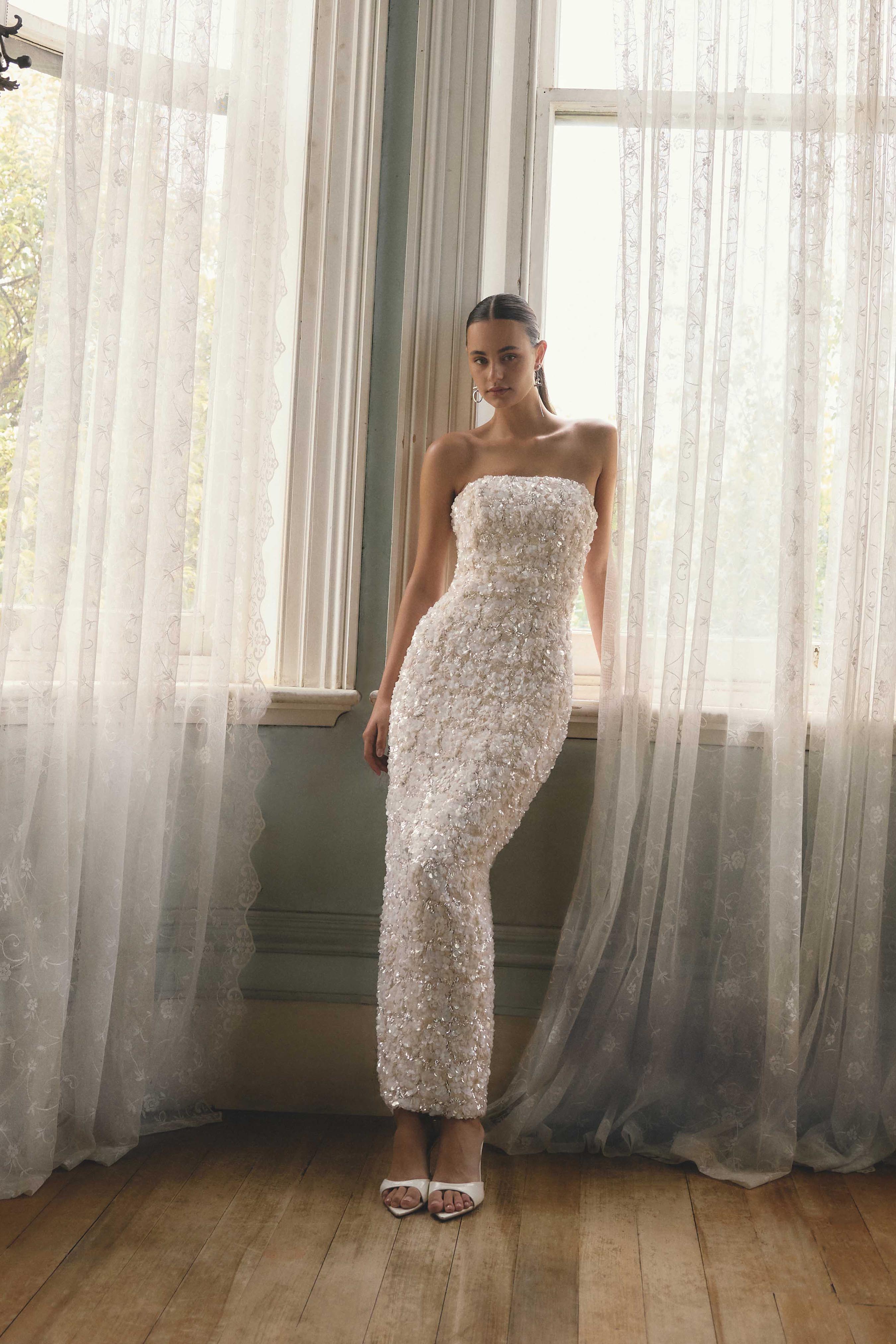 Silvana Column Gown in Cream